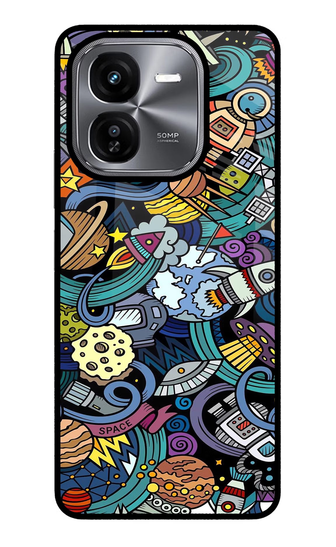 Space Abstract iQOO Z9X Glass Case Back Cover by Casekaro