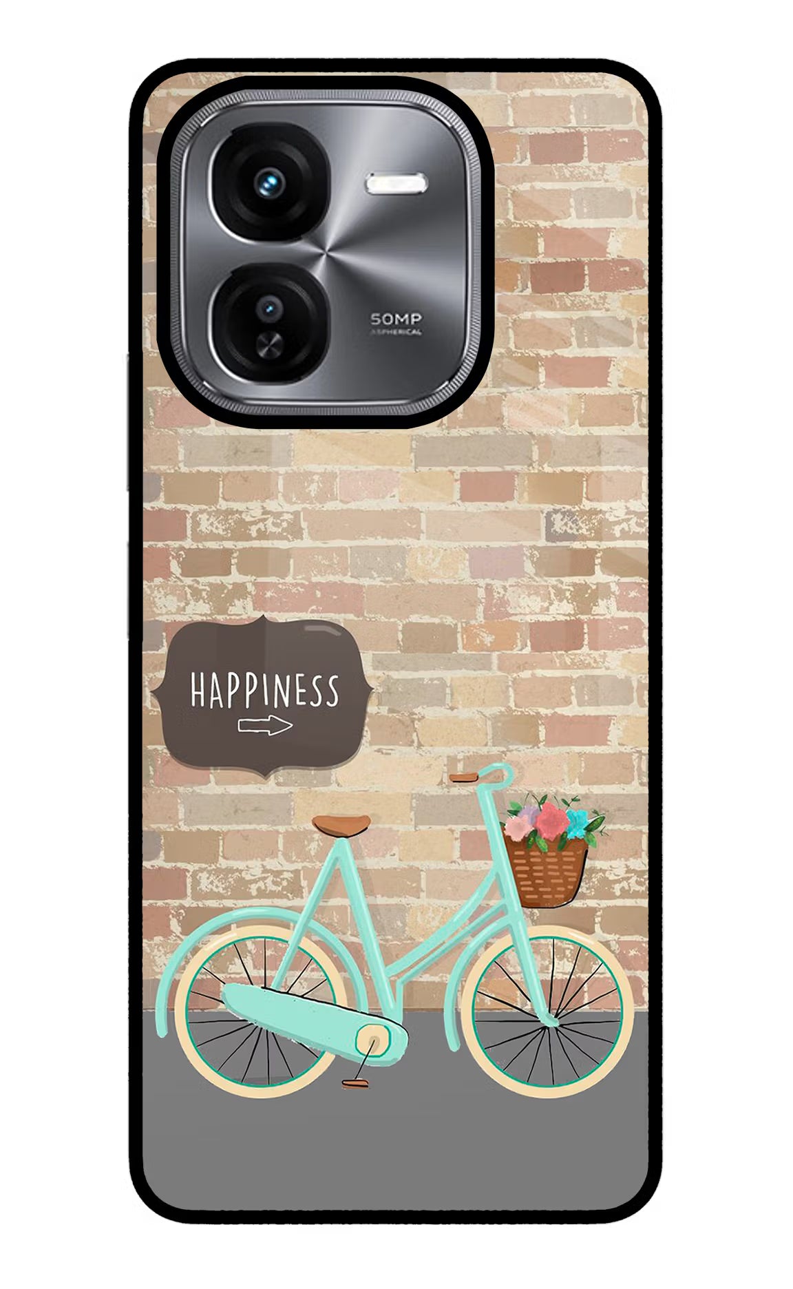 Happiness Artwork iQOO Z9X Glass Case Back Cover by Casekaro