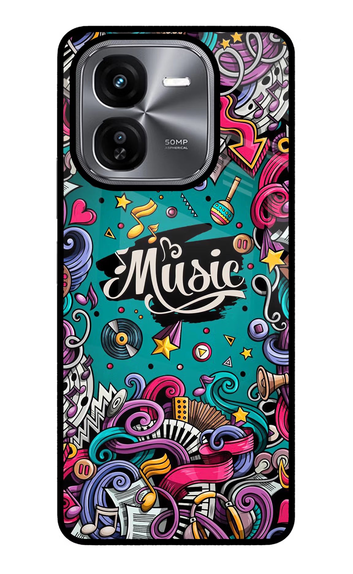 Music Graffiti iQOO Z9X Glass Case Back Cover by Casekaro