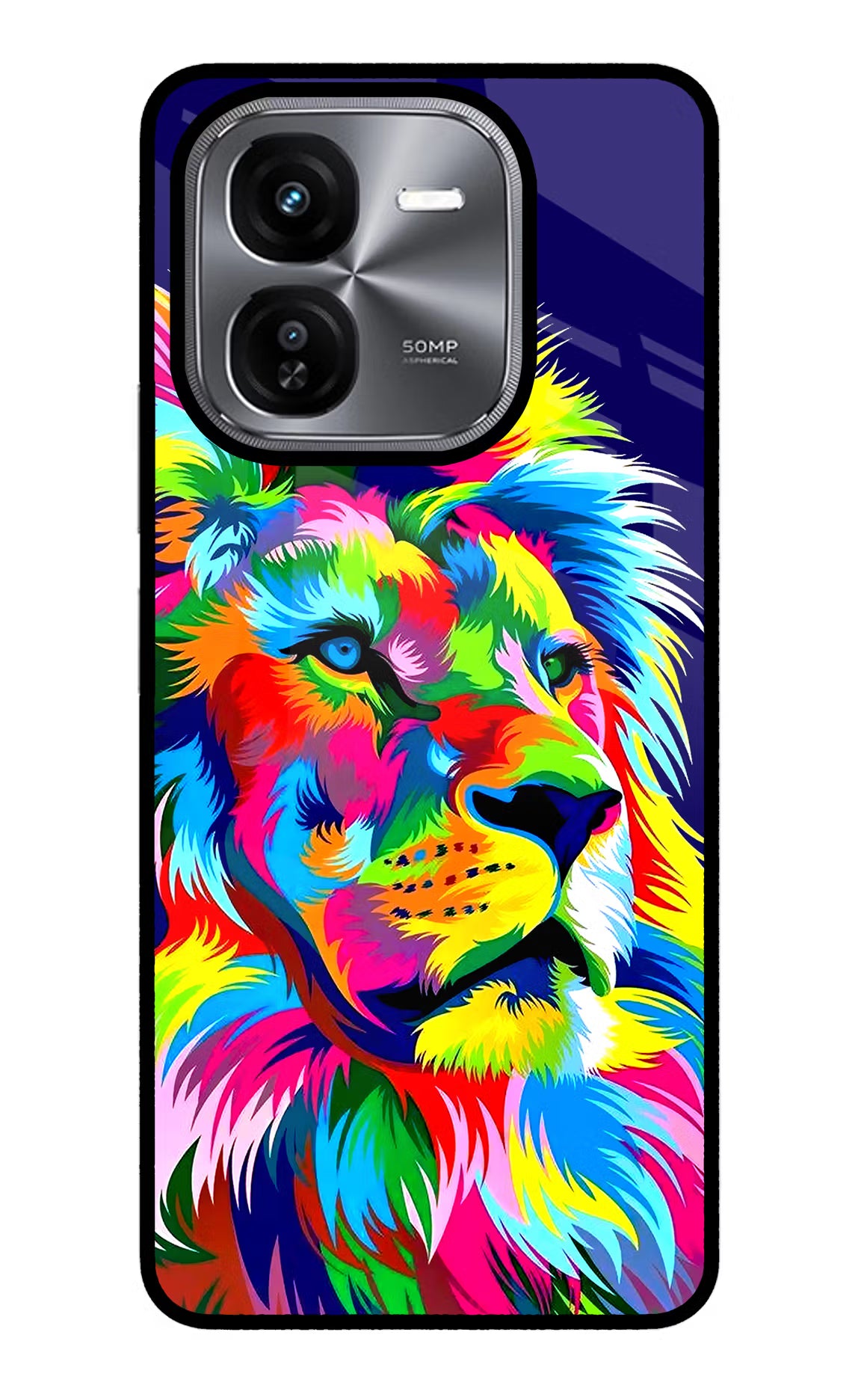 Vector Art Lion iQOO Z9X Glass Case Back Cover by Casekaro