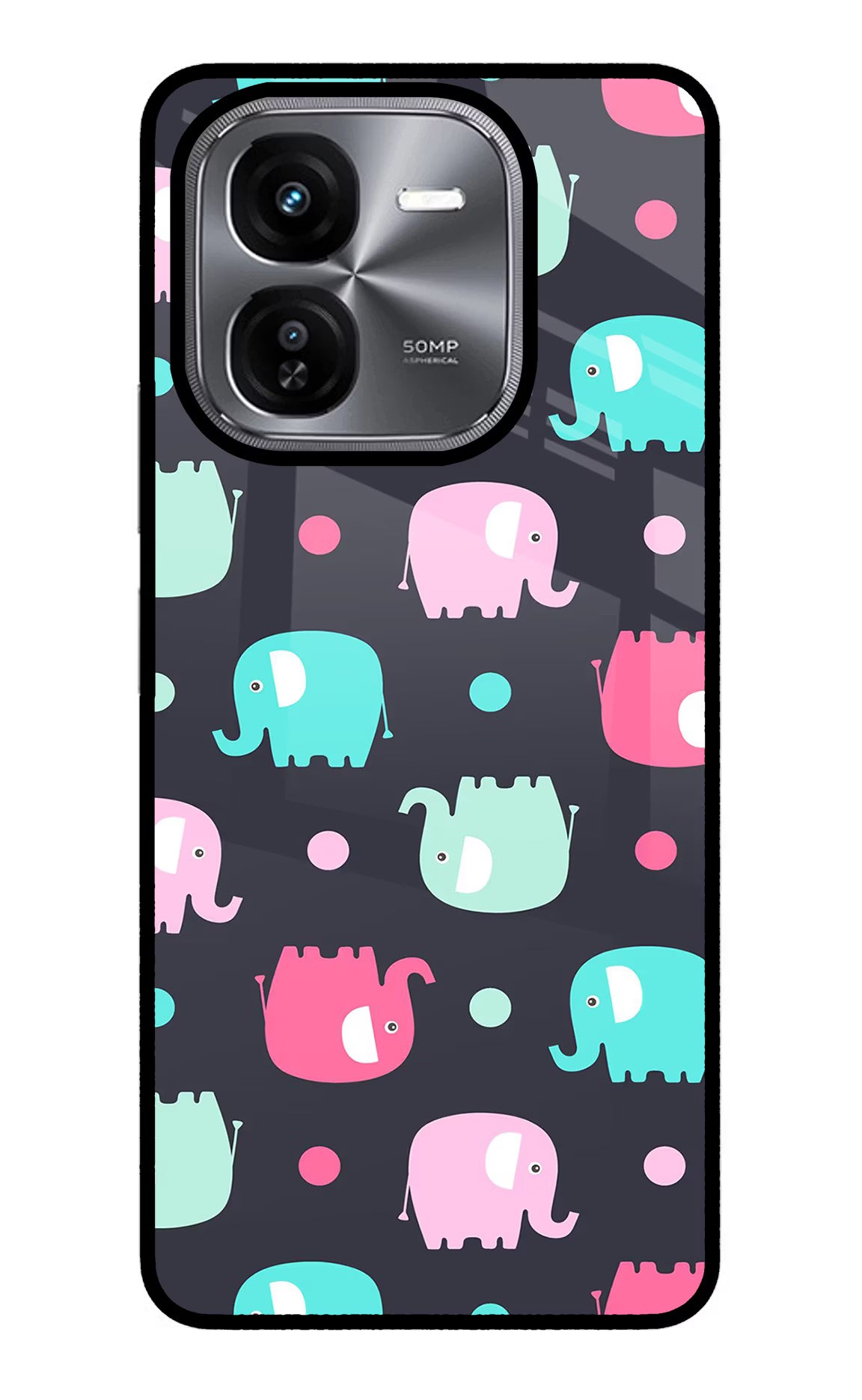 Elephants iQOO Z9X Glass Case Back Cover by Casekaro