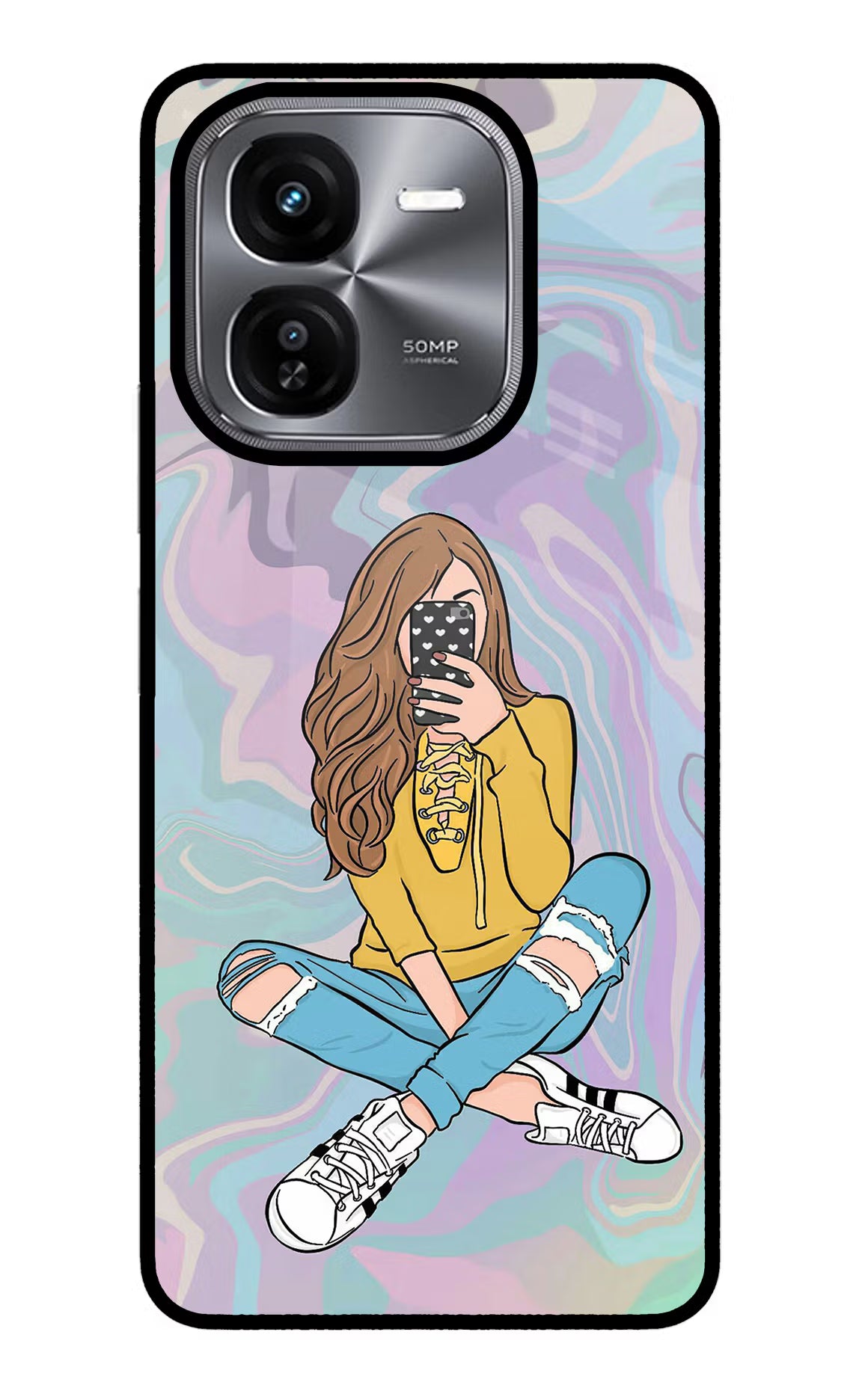 Selfie Girl iQOO Z9X Glass Case - Selfie Girl iQOO Z9X Glass Case Selfie Girl iQOO Z9X Glass Case