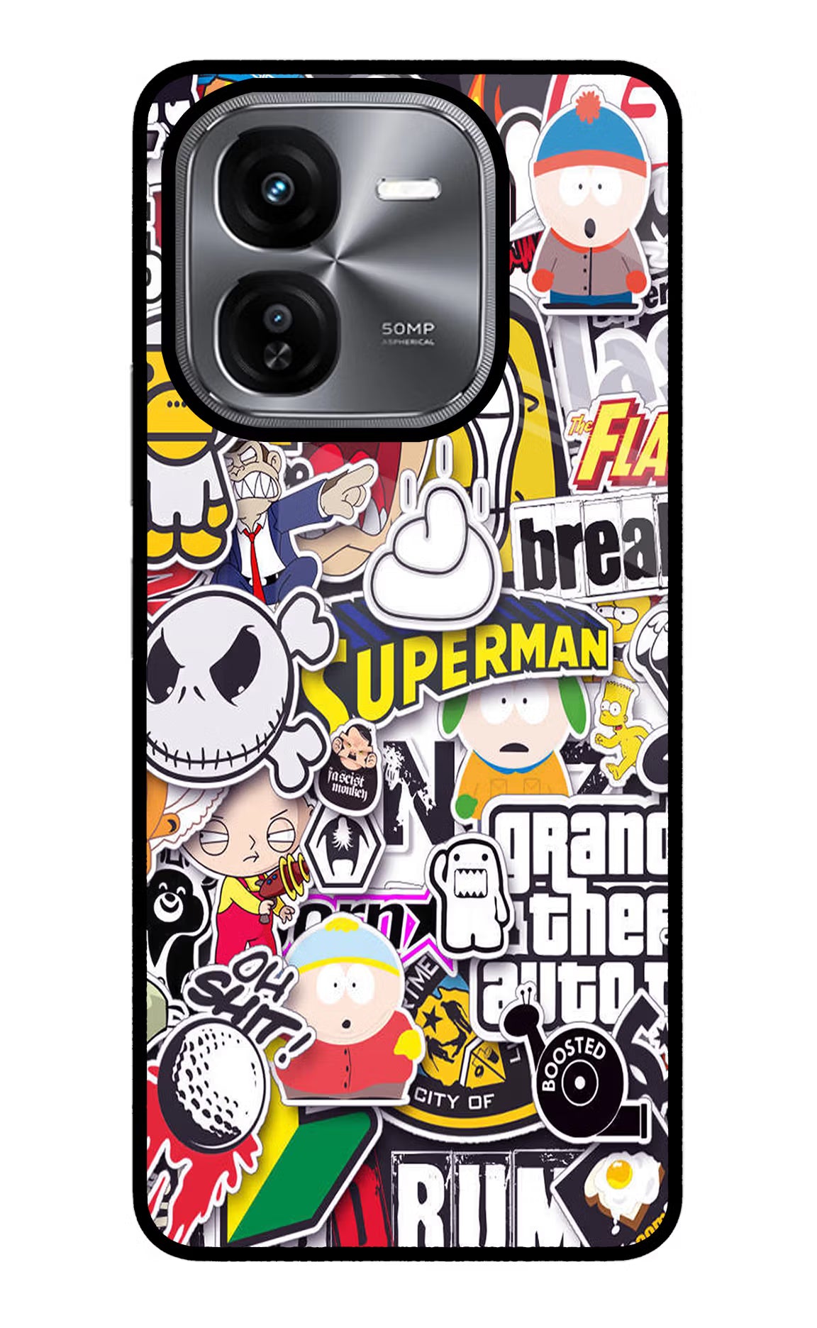 Sticker Bomb iQOO Z9X Glass Case Back Cover by Casekaro