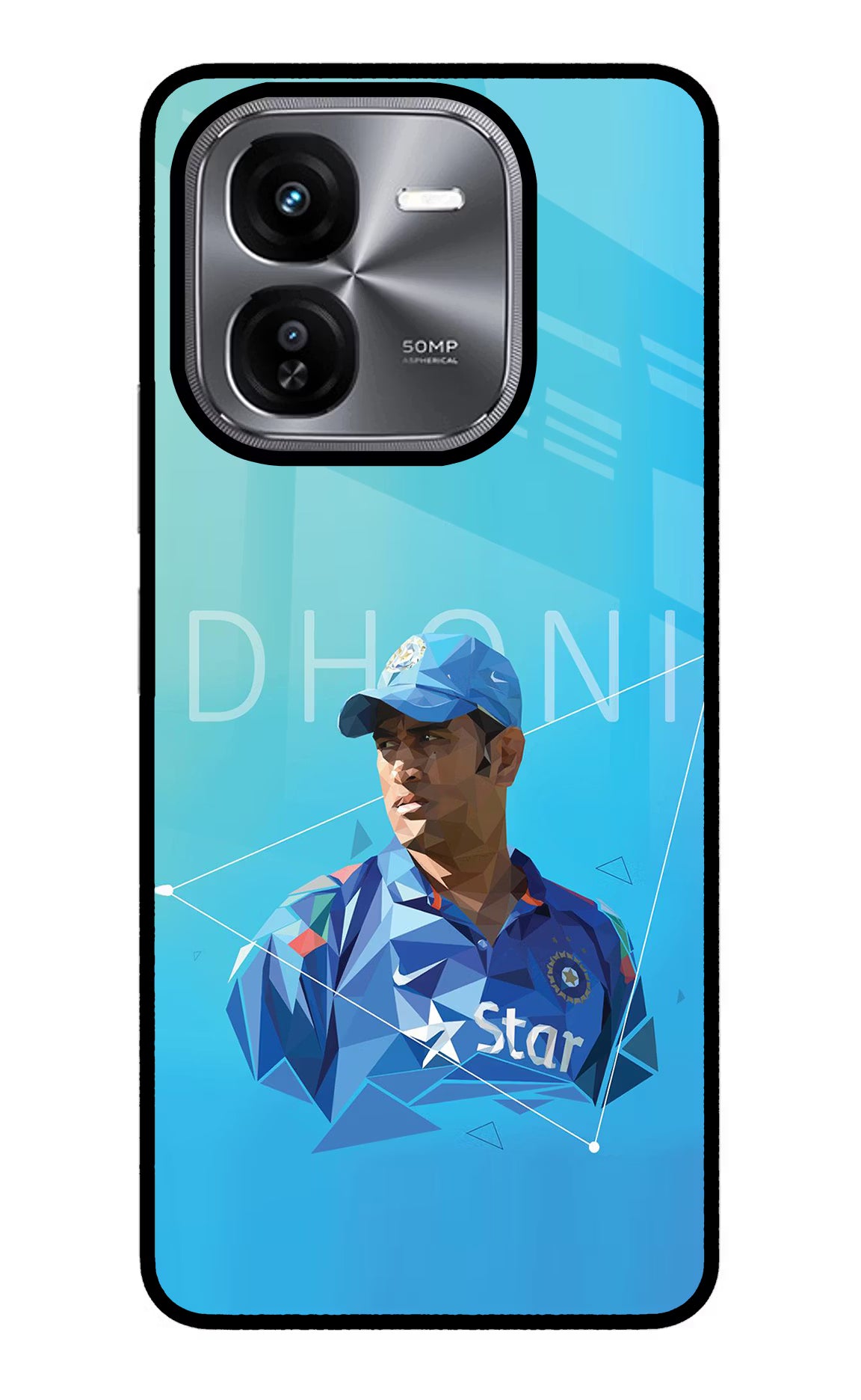 Dhoni Artwork iQOO Z9X Glass Case Back Cover by Casekaro