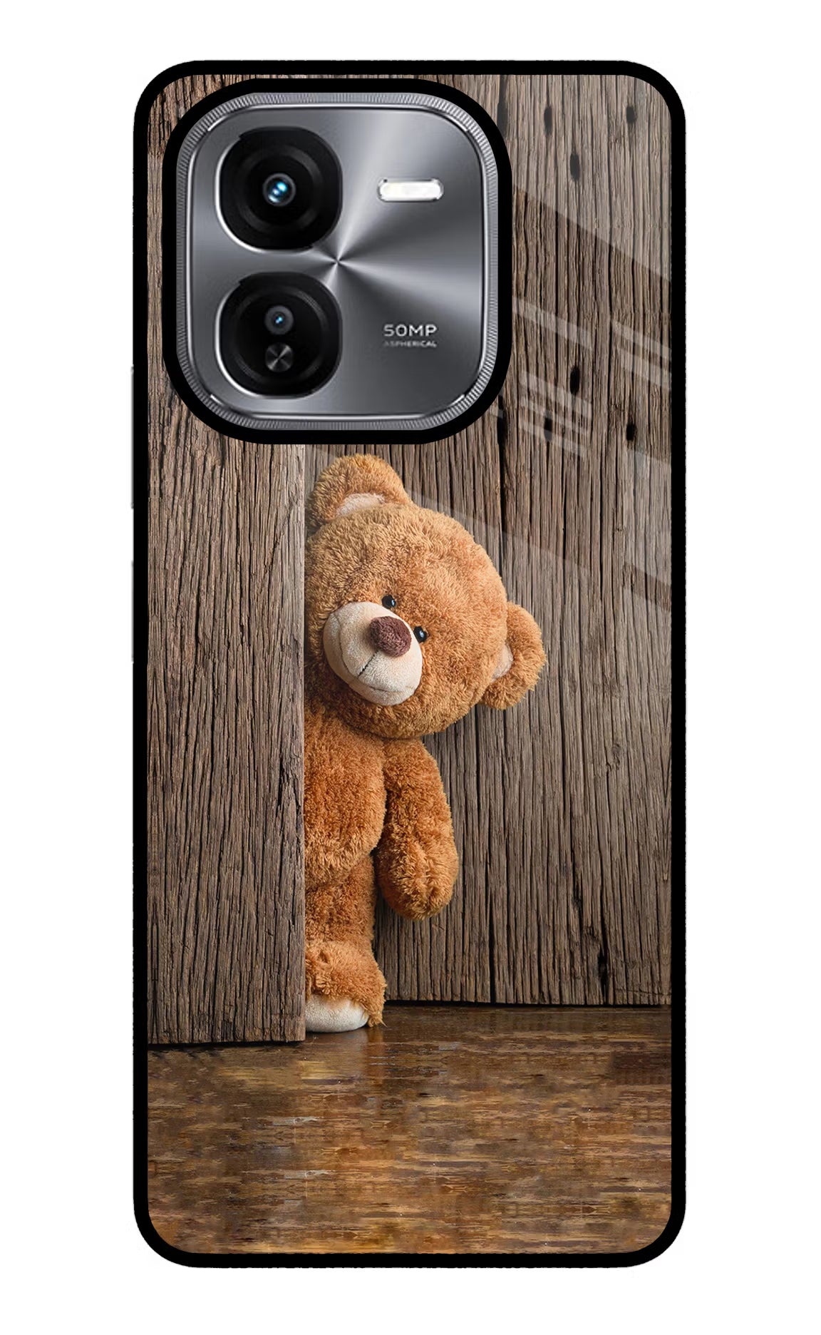Teddy Wooden iQOO Z9X Glass Case - Teddy Wooden iQOO Z9X Glass Case Teddy Wooden iQOO Z9X Glass Case