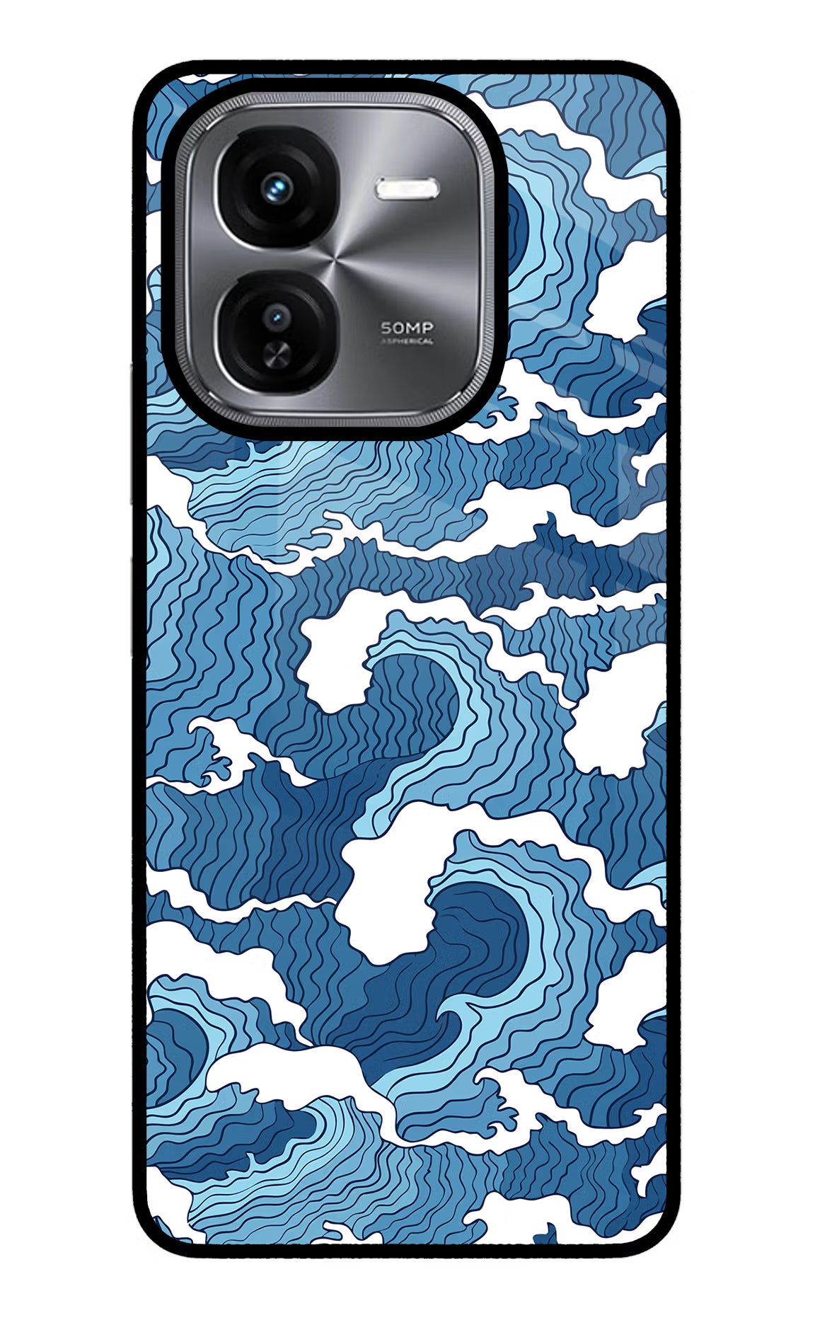 Blue Waves iQOO Z9X Glass Case - Blue Waves iQOO Z9X Glass Case Blue Waves iQOO Z9X Glass Case