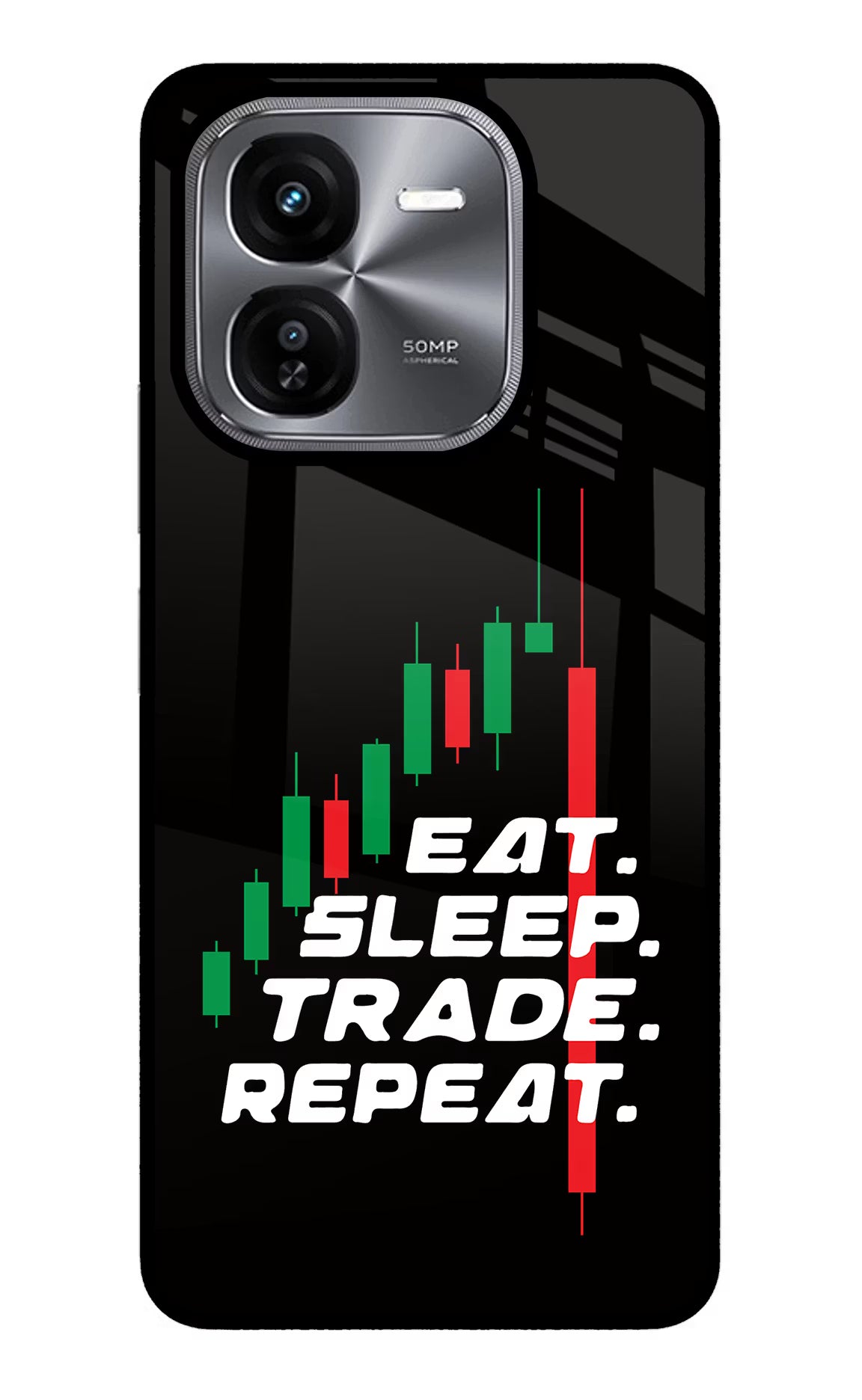 Eat Sleep Trade Repeat iQOO Z9X Glass Case - Eat Sleep Trade Repeat iQOO Z9X Glass Case Eat Sleep Trade Repeat iQOO Z9X Glass Case