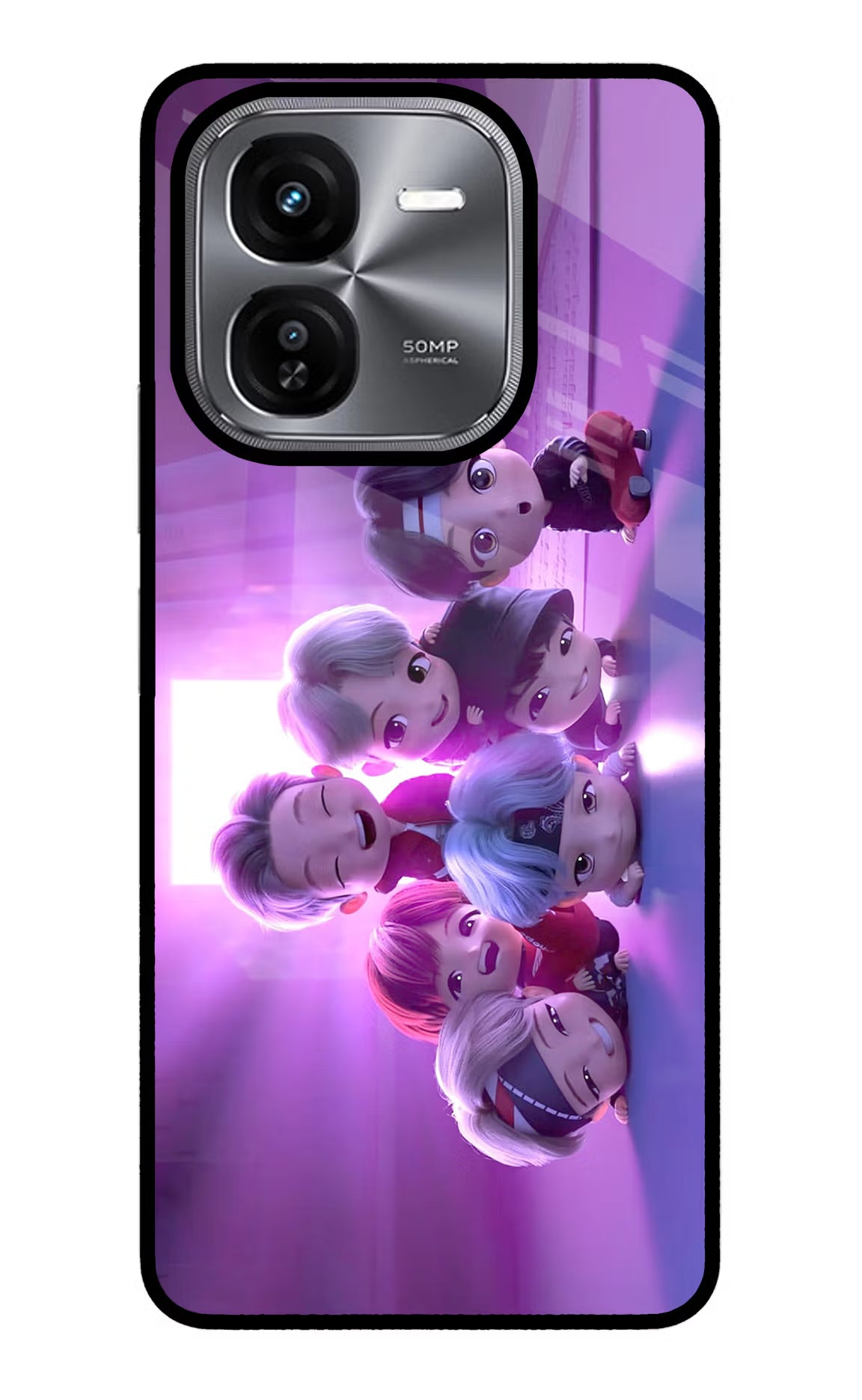 BTS Chibi iQOO Z9X Glass Case Back Cover by Casekaro