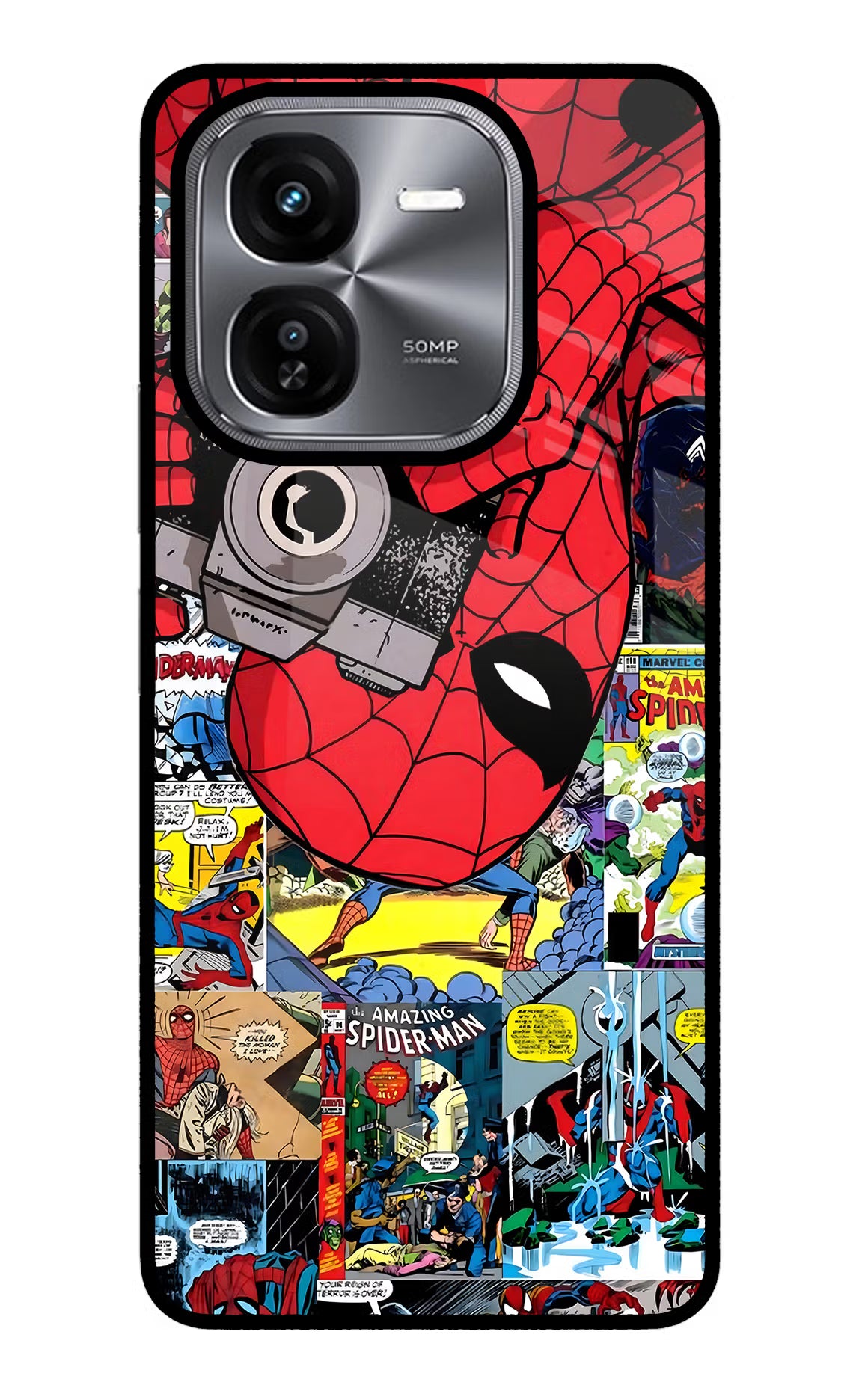 Spider Man iQOO Z9X Glass Case - Spider Man iQOO Z9X Glass Case Spider Man iQOO Z9X Glass Case