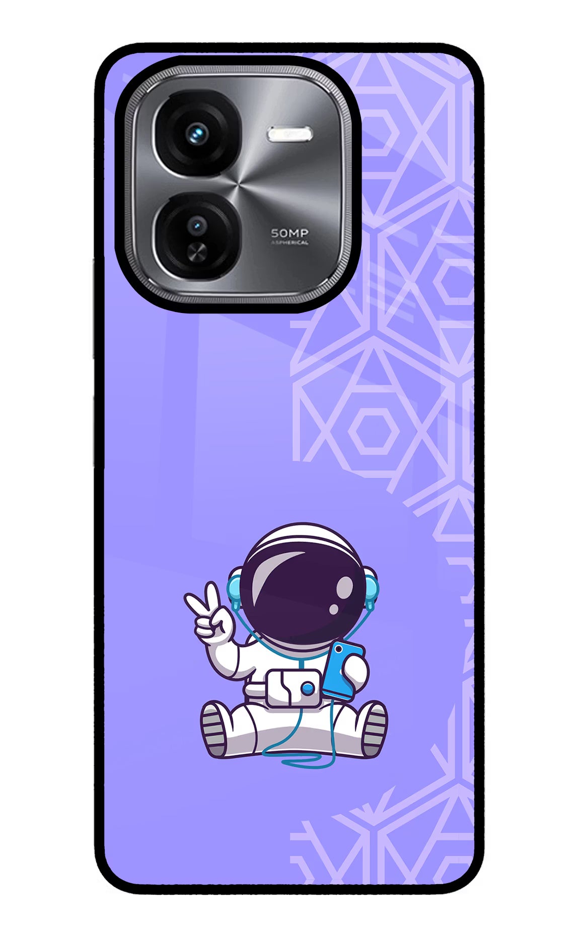 Cute Astronaut Chilling iQOO Z9X Glass Case Back Cover by Casekaro