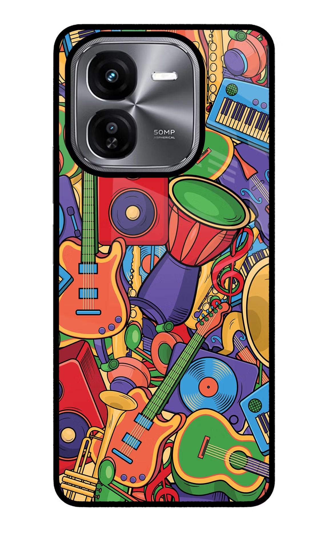 Music Instrument Doodle iQOO Z9X Glass Case Back Cover by Casekaro
