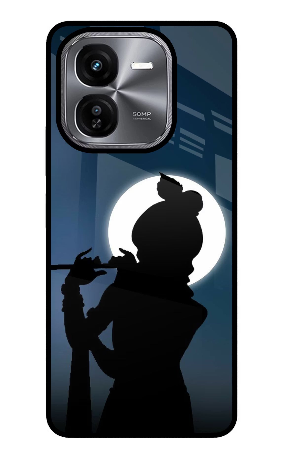 Shri Krishna Silhouette iQOO Z9X Glass Case Back Cover by Casekaro