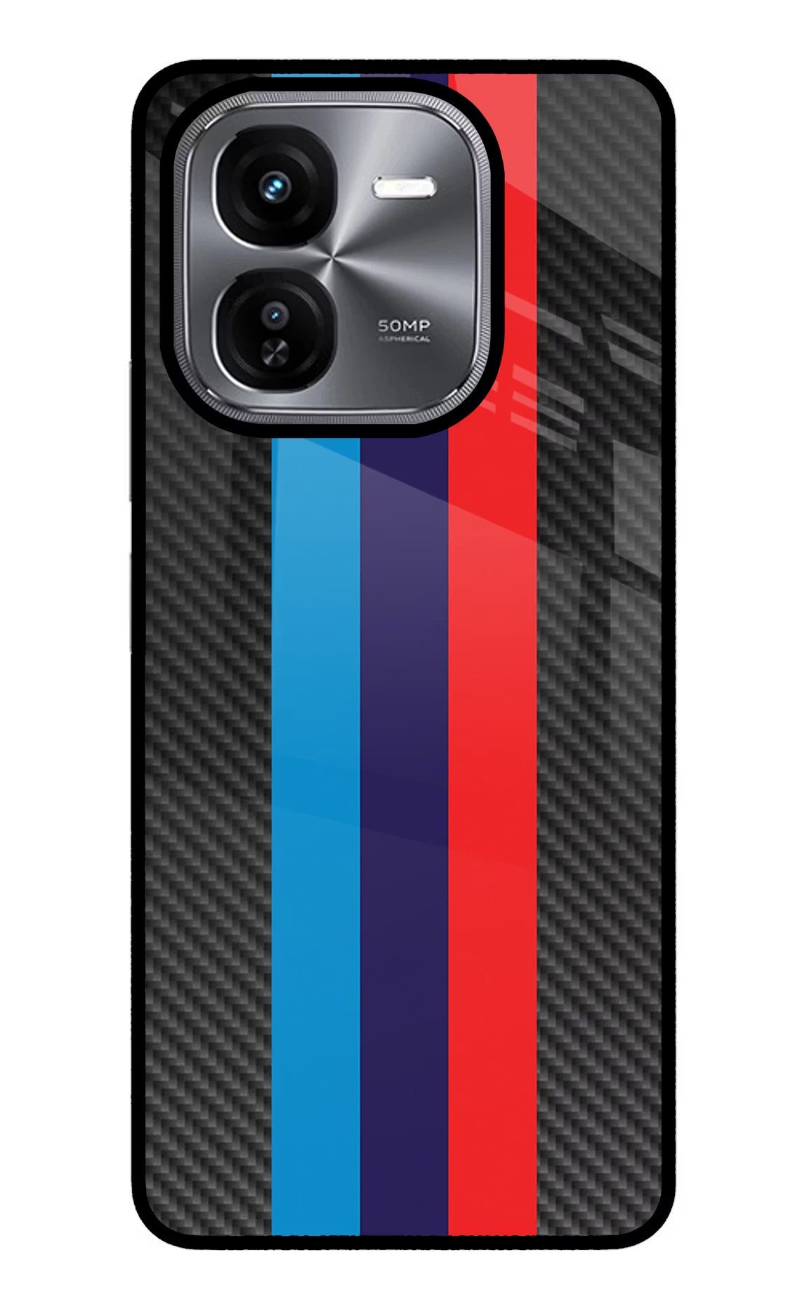 BMW Stripes Pattern iQOO Z9X Glass Case Back Cover by Casekaro