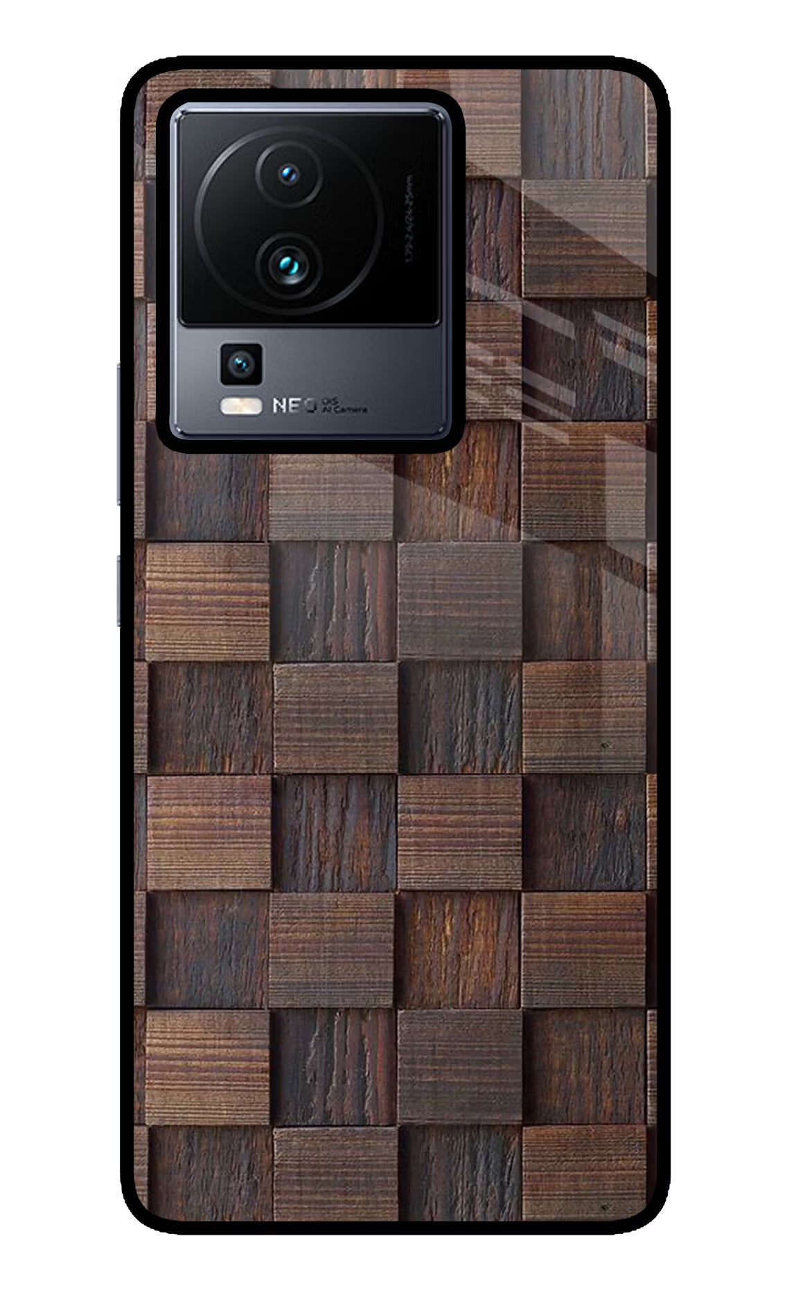 Wooden Cube Design iQOO Neo 7 Glass Case - Wooden Cube Design iQOO Neo 7 Glass Case Wooden Cube Design iQOO Neo 7 Glass Case