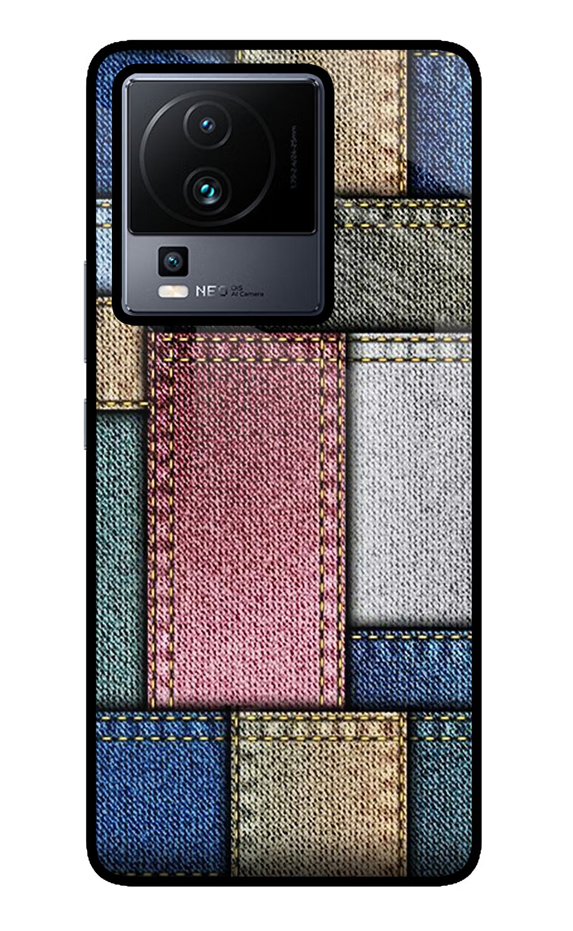 Multicolor Jeans iQOO Neo 7 Glass Case - Multicolor Jeans iQOO Neo 7 Glass Case Multicolor Jeans iQOO Neo 7 Glass Case