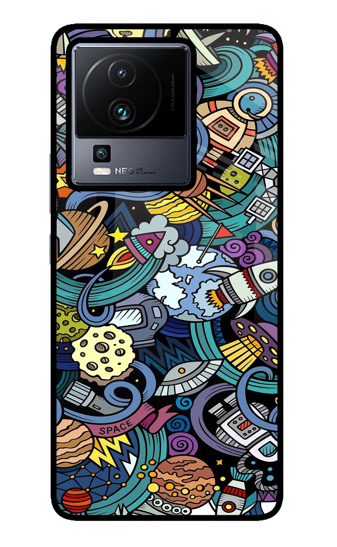 Space Abstract iQOO Neo 7 Glass Case Back Cover by Casekaro
