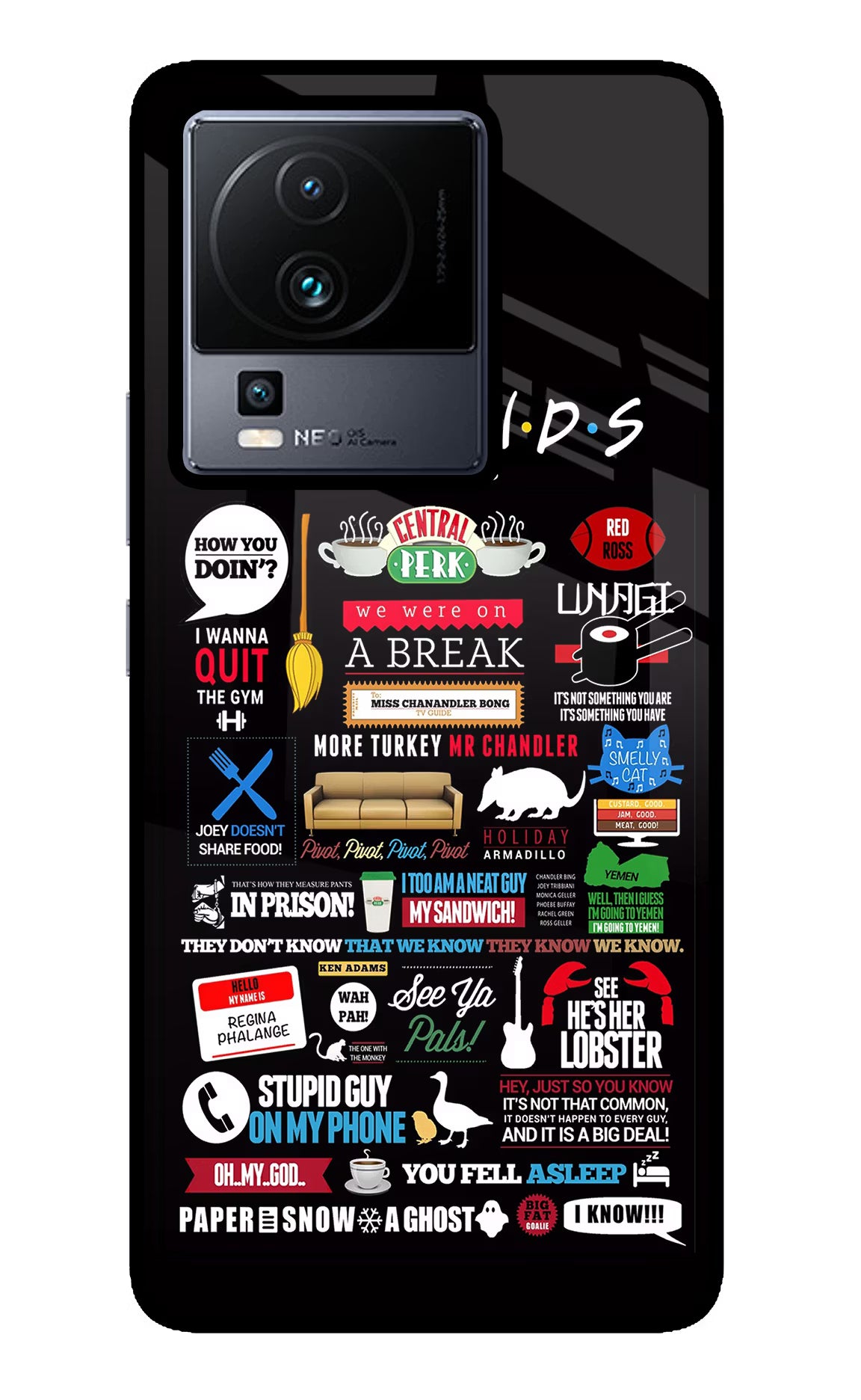 FRIENDS iQOO Neo 7 Glass Case Back Cover by Casekaro