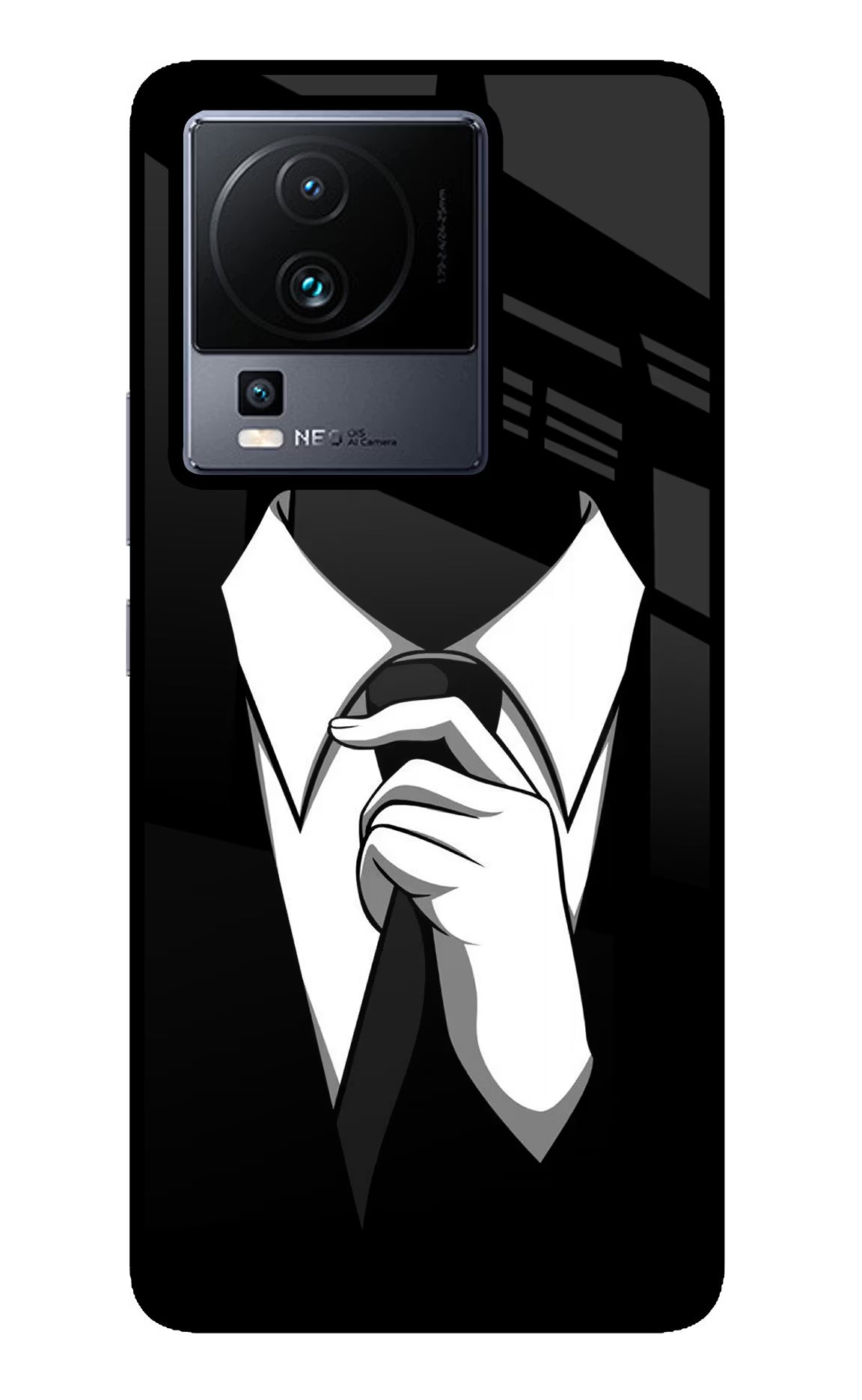 Black Tie iQOO Neo 7 Glass Case - Black Tie iQOO Neo 7 Glass Case Black Tie iQOO Neo 7 Glass Case