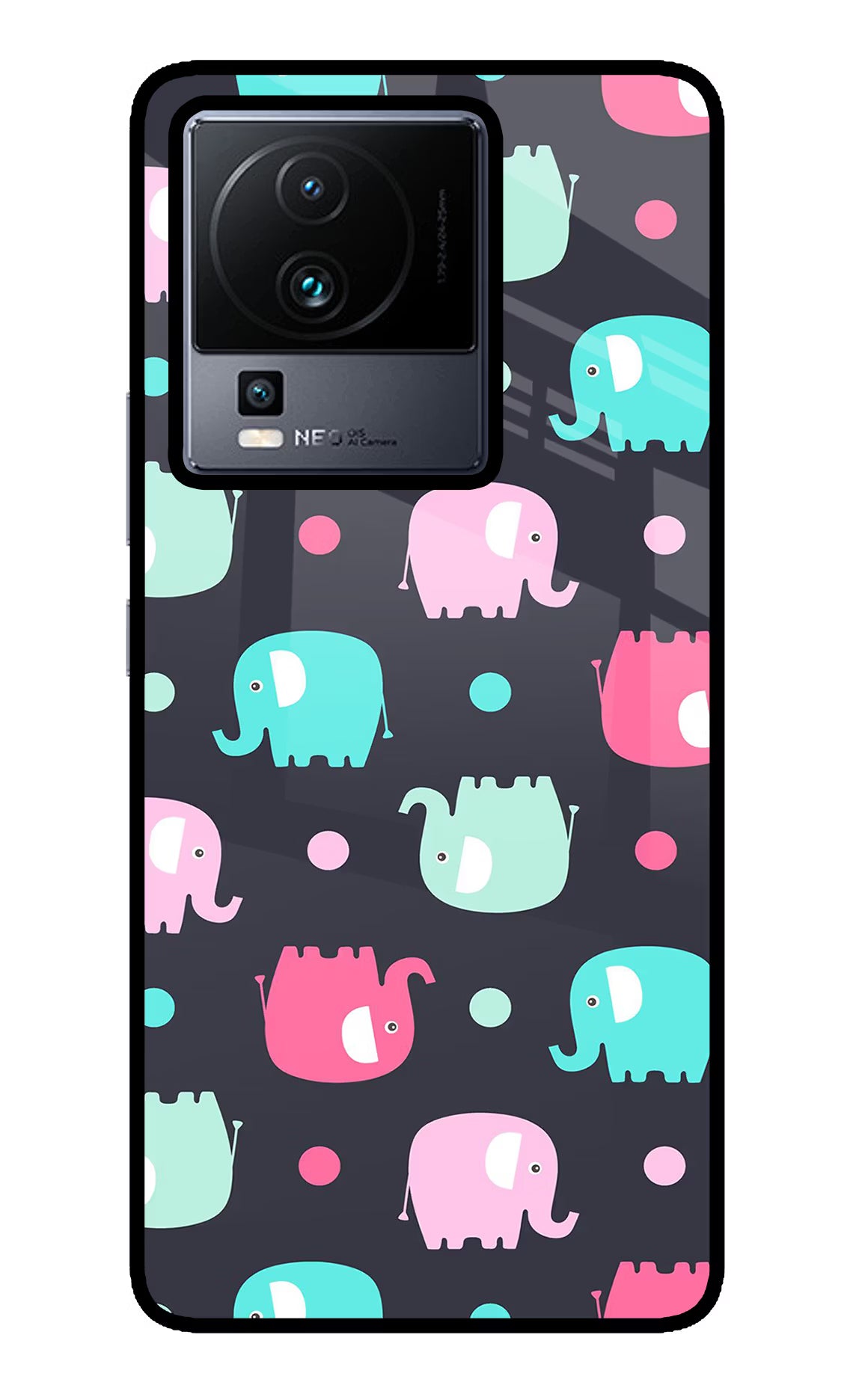 Elephants iQOO Neo 7 Glass Case - Elephants iQOO Neo 7 Glass Case Elephants iQOO Neo 7 Glass Case