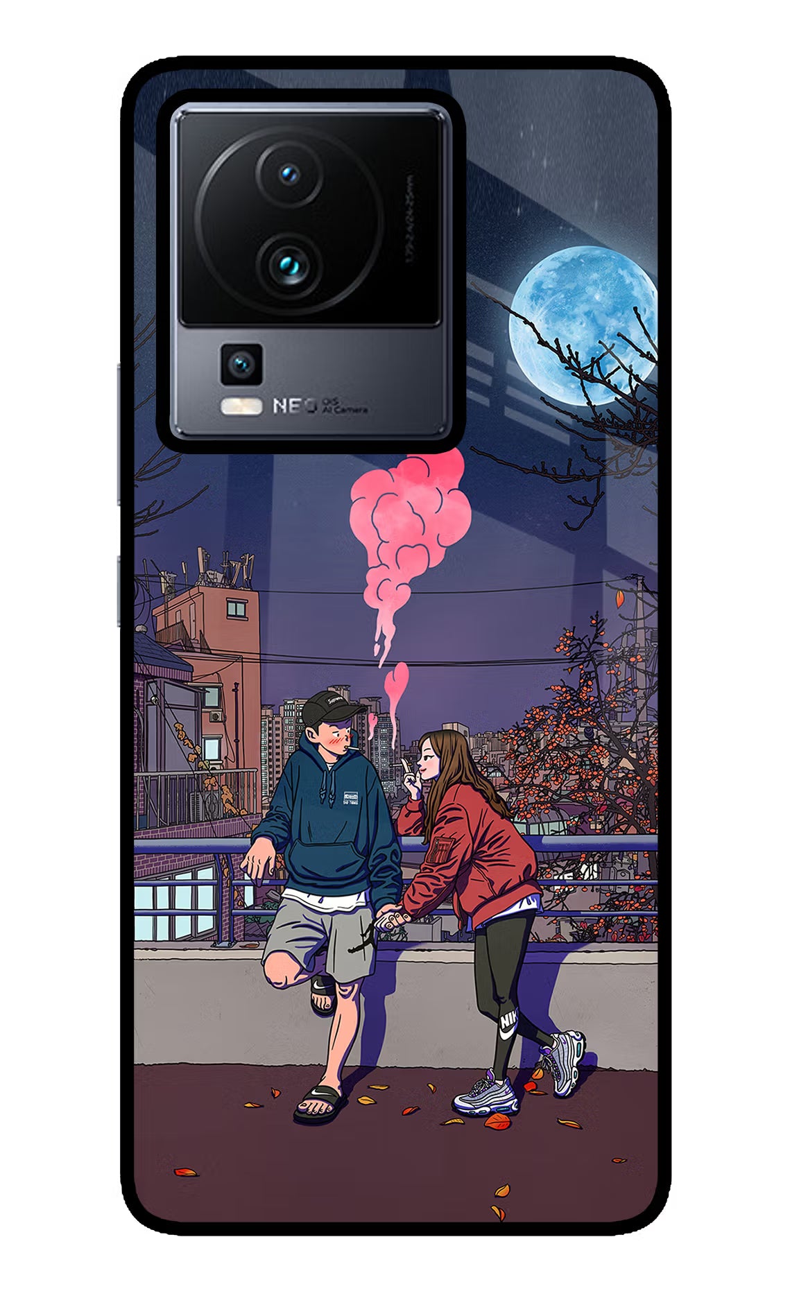 Chilling Couple iQOO Neo 7 Glass Case Back Cover by Casekaro