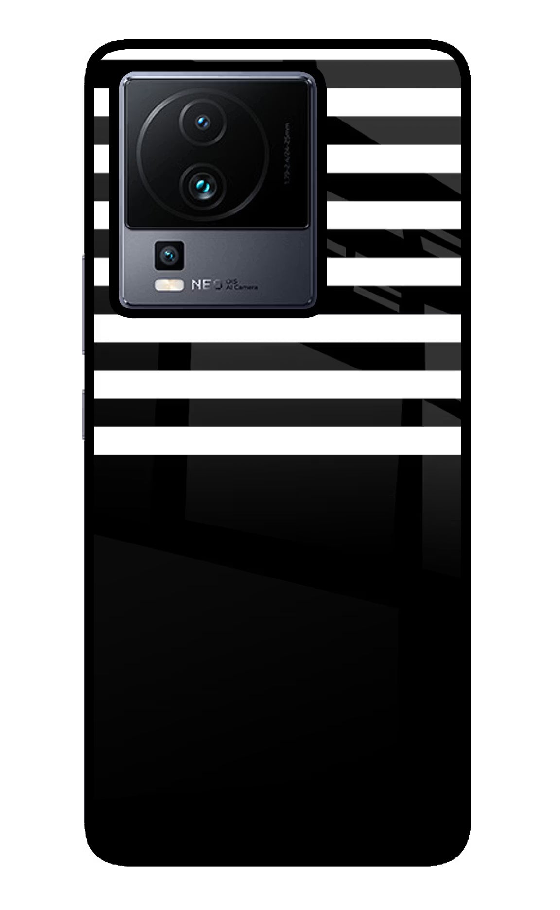 Black and White Print iQOO Neo 7 Glass Case Back Cover by Casekaro