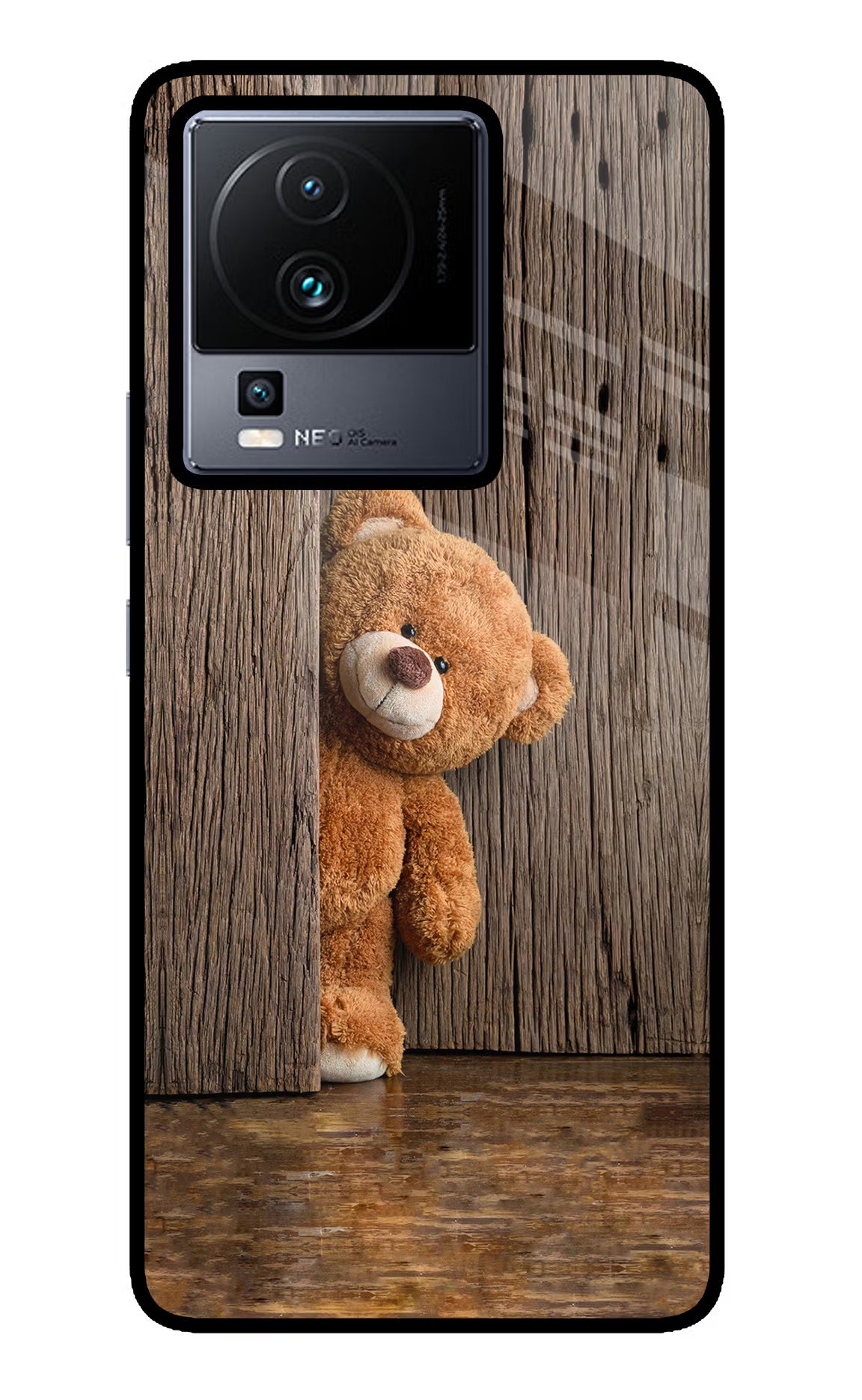 Teddy Wooden iQOO Neo 7 Glass Case - Teddy Wooden iQOO Neo 7 Glass Case Teddy Wooden iQOO Neo 7 Glass Case