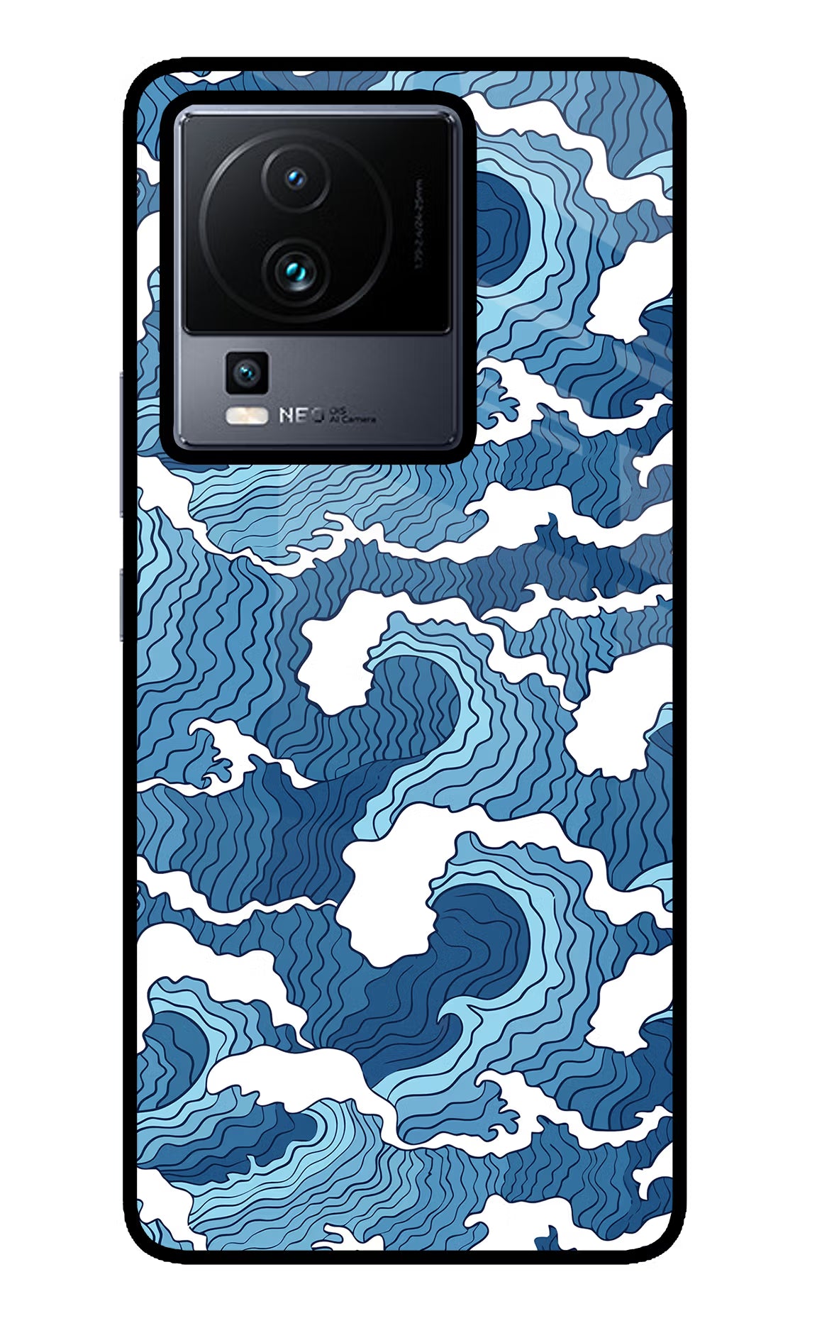 Blue Waves iQOO Neo 7 Glass Case - Blue Waves iQOO Neo 7 Glass Case Blue Waves iQOO Neo 7 Glass Case