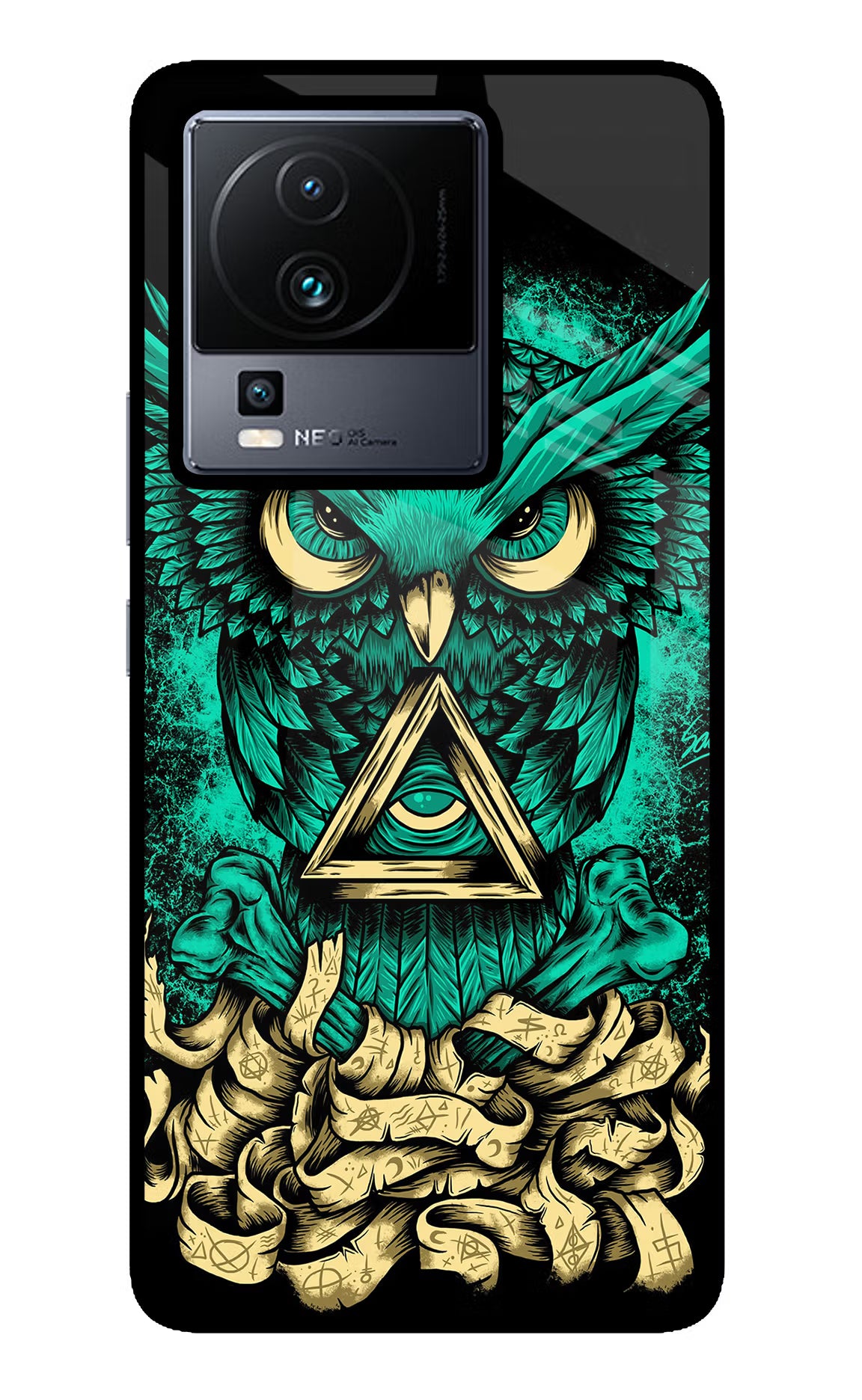 Green Owl iQOO Neo 7 Glass Case - Green Owl iQOO Neo 7 Glass Case Green Owl iQOO Neo 7 Glass Case