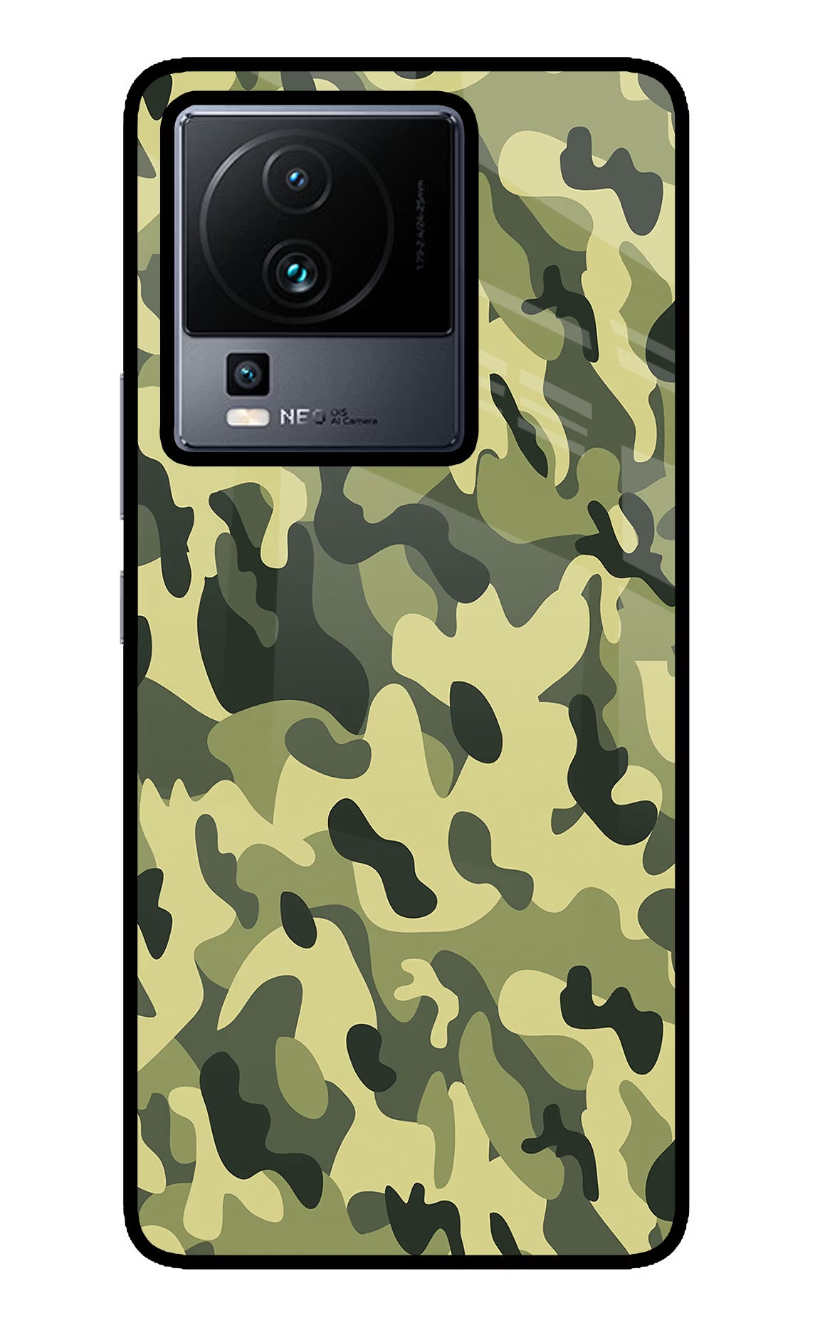 Camouflage iQOO Neo 7 Glass Case - Camouflage iQOO Neo 7 Glass Case Camouflage iQOO Neo 7 Glass Case