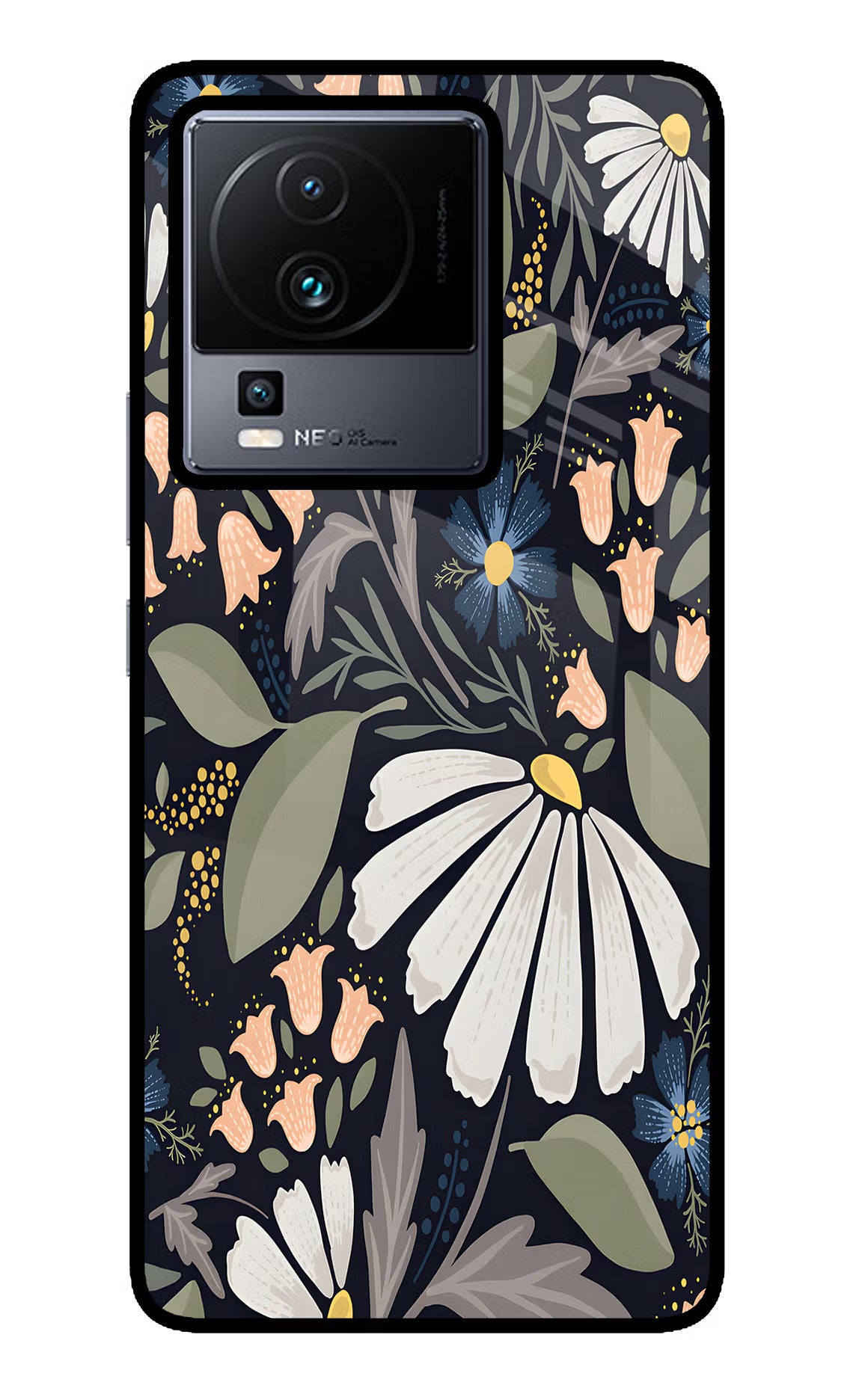 Flowers Art iQOO Neo 7 Glass Case - Flowers Art iQOO Neo 7 Glass Case Flowers Art iQOO Neo 7 Glass Case