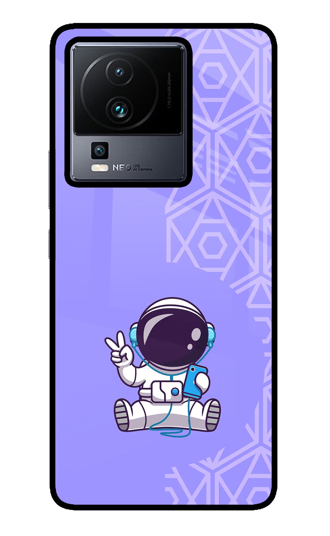Cute Astronaut Chilling iQOO Neo 7 Glass Case Back Cover by Casekaro