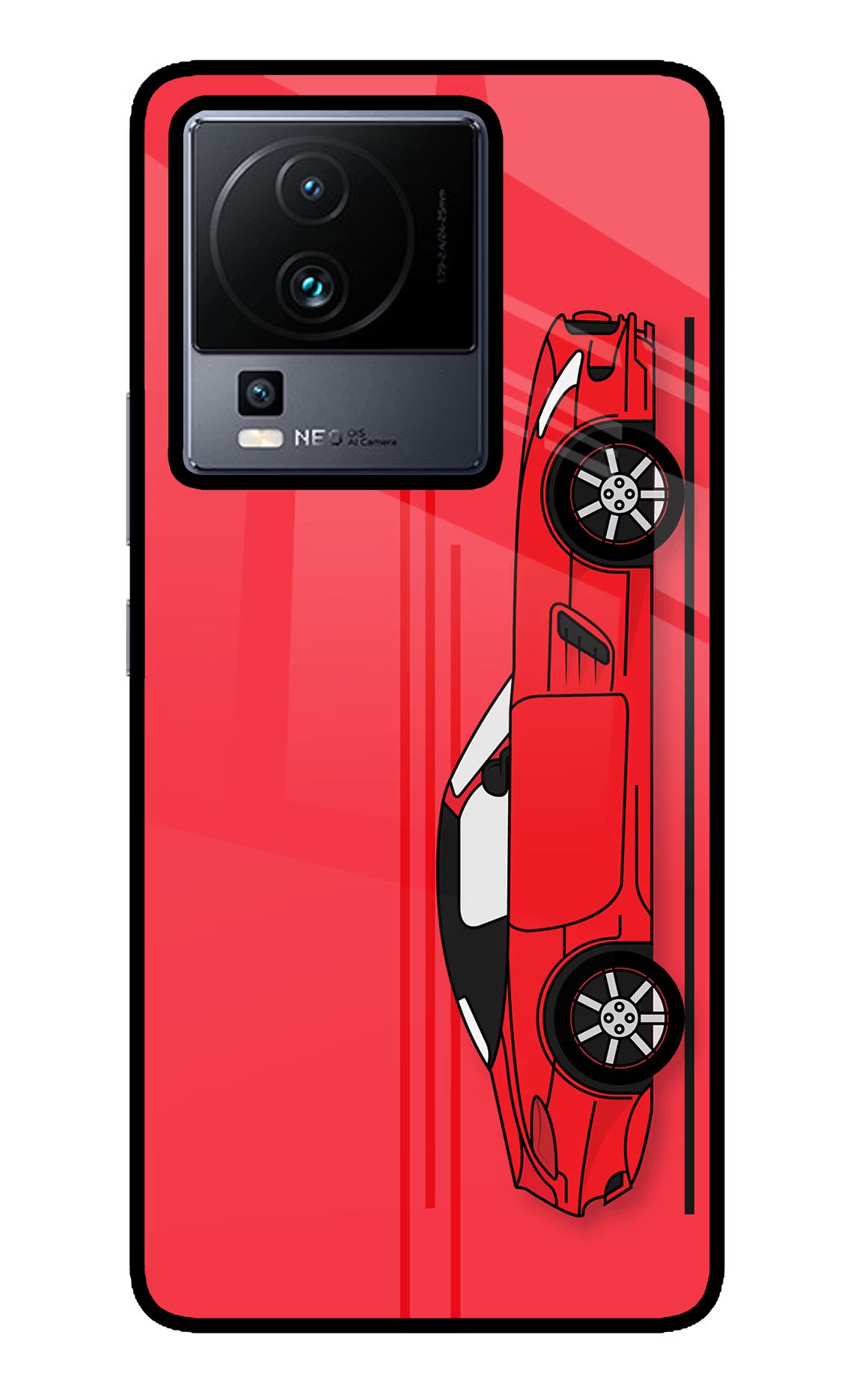 Red Velocity iQOO Neo 7 Glass Case Back Cover by Casekaro