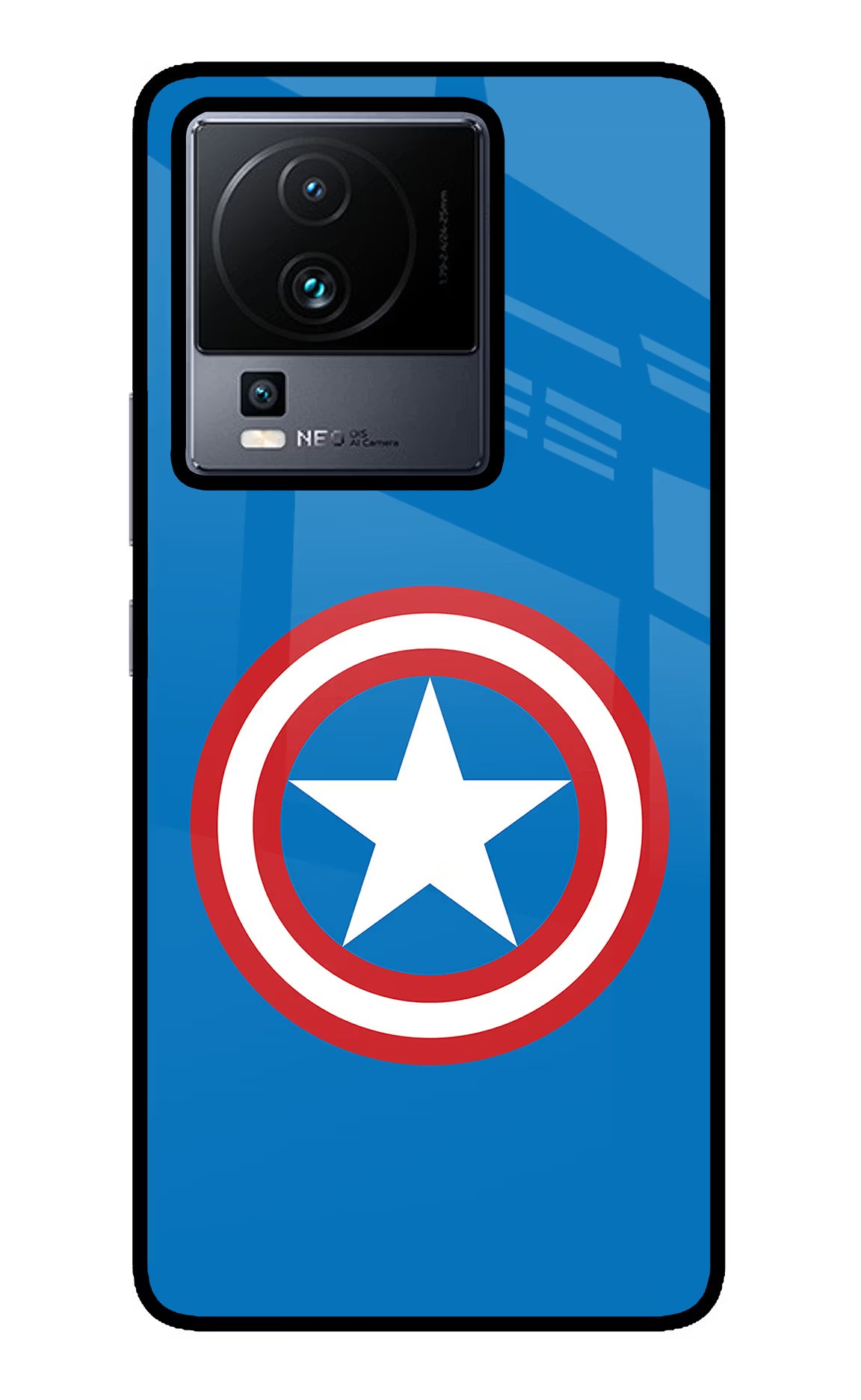 Captain America Logo iQOO Neo 7 Pro Glass Case Back Cover by Casekaro