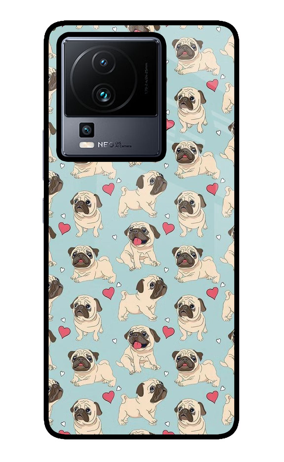 Pug Dog iQOO Neo 7 Pro Glass Case Back Cover by Casekaro