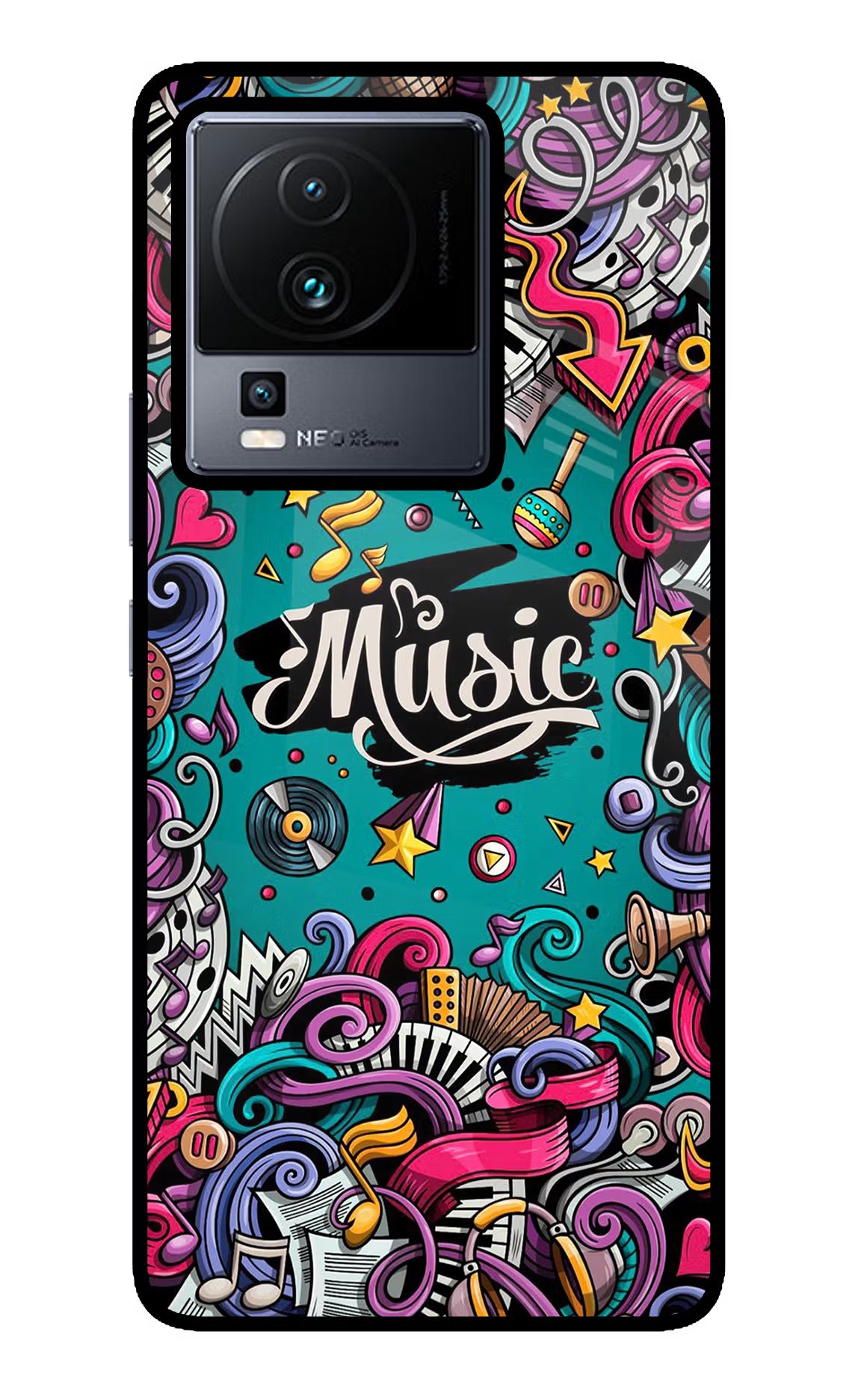 Music Graffiti iQOO Neo 7 Pro Glass Case - Music Graffiti iQOO Neo 7 Pro Glass Case Music Graffiti iQOO Neo 7 Pro Glass Case