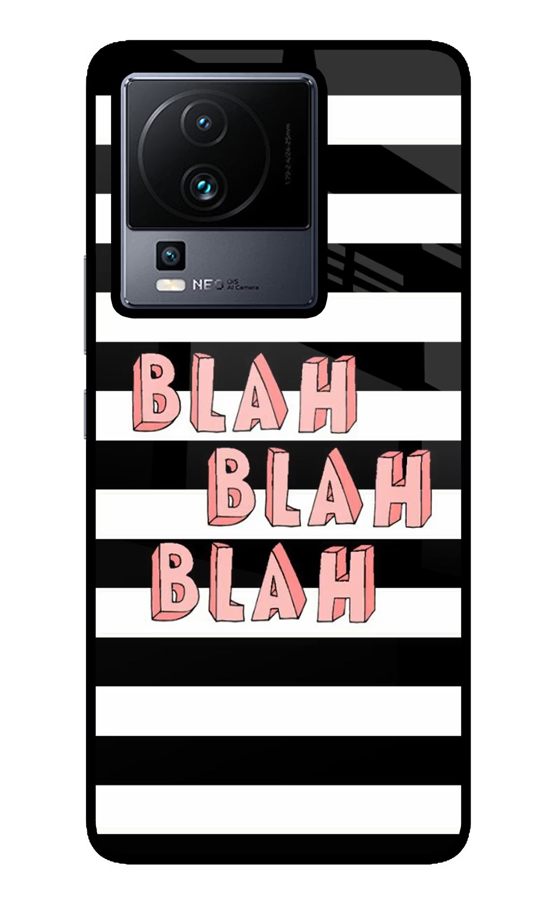 Blah Blah Blah iQOO Neo 7 Pro Glass Case Back Cover by Casekaro