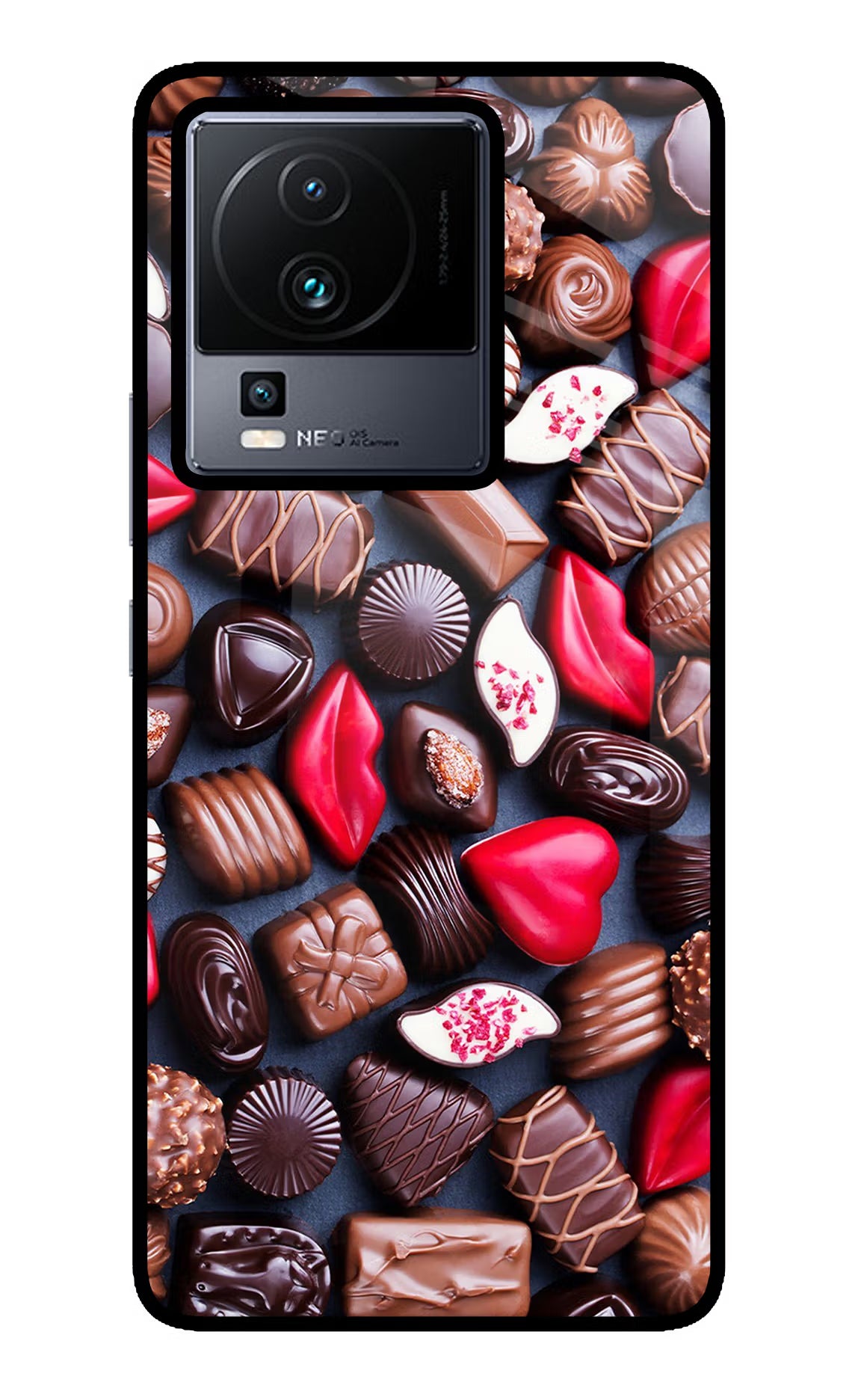 Chocolates iQOO Neo 7 Pro Glass Case Back Cover by Casekaro