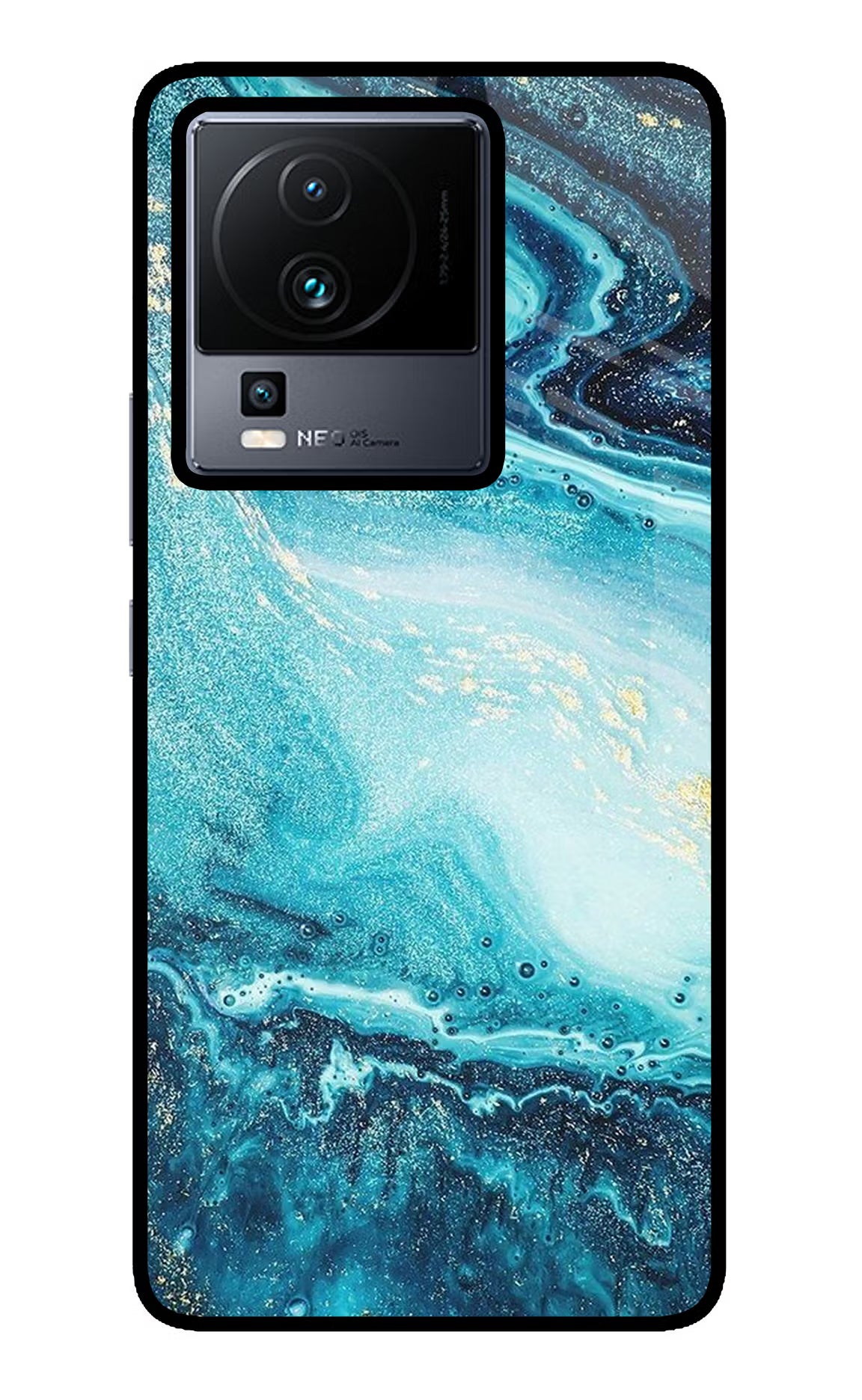 Blue Glitter Marble iQOO Neo 7 Pro Glass Case - Blue Glitter Marble iQOO Neo 7 Pro Glass Case Blue Glitter Marble iQOO Neo 7 Pro Glass Case