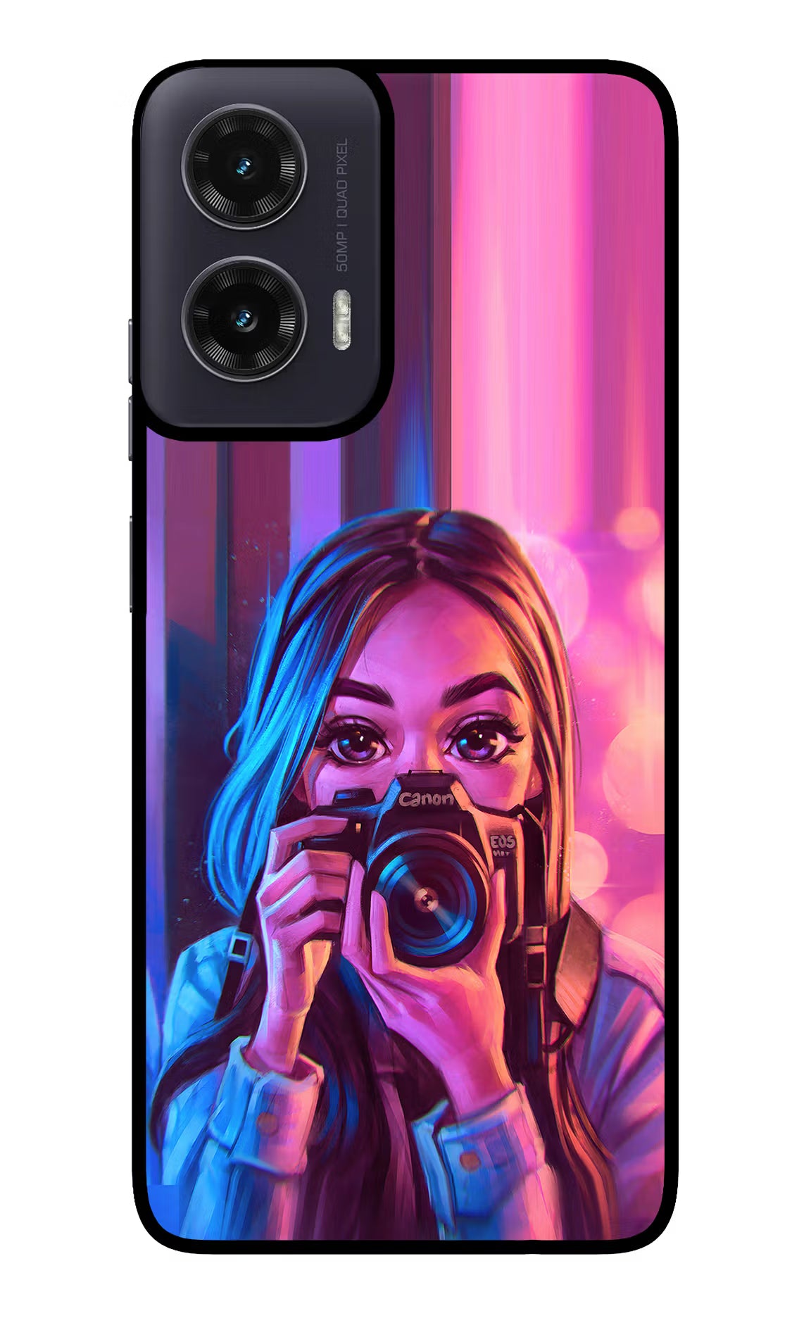 Girl Photographer Moto G35 5G Glass Case - Girl Photographer Moto G35 5G Glass Case Girl Photographer Moto G35 5G Glass Case