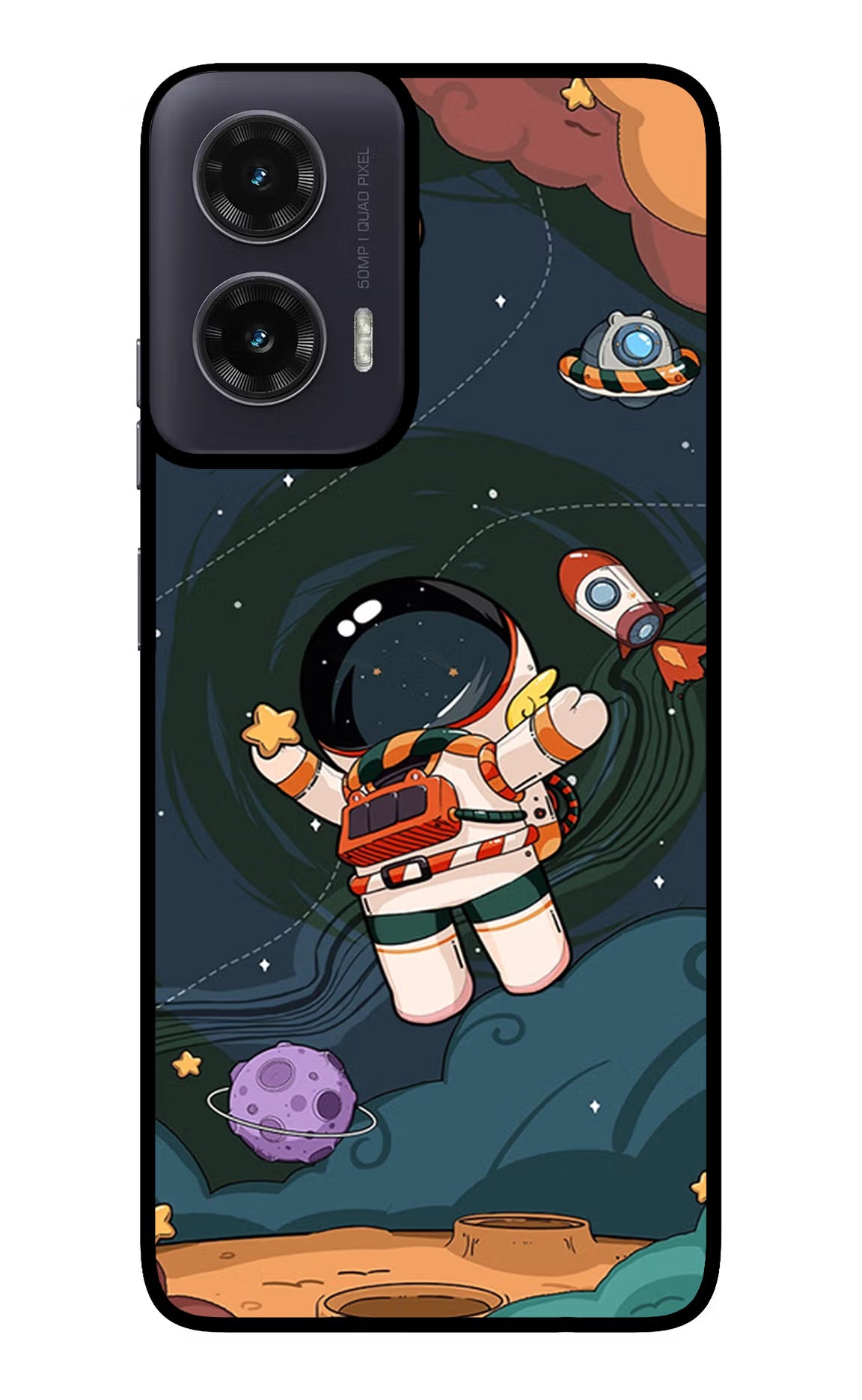 Cartoon Astronaut Moto G35 5G Glass Case - Cartoon Astronaut Moto G35 5G Glass Case Cartoon Astronaut Moto G35 5G Glass Case