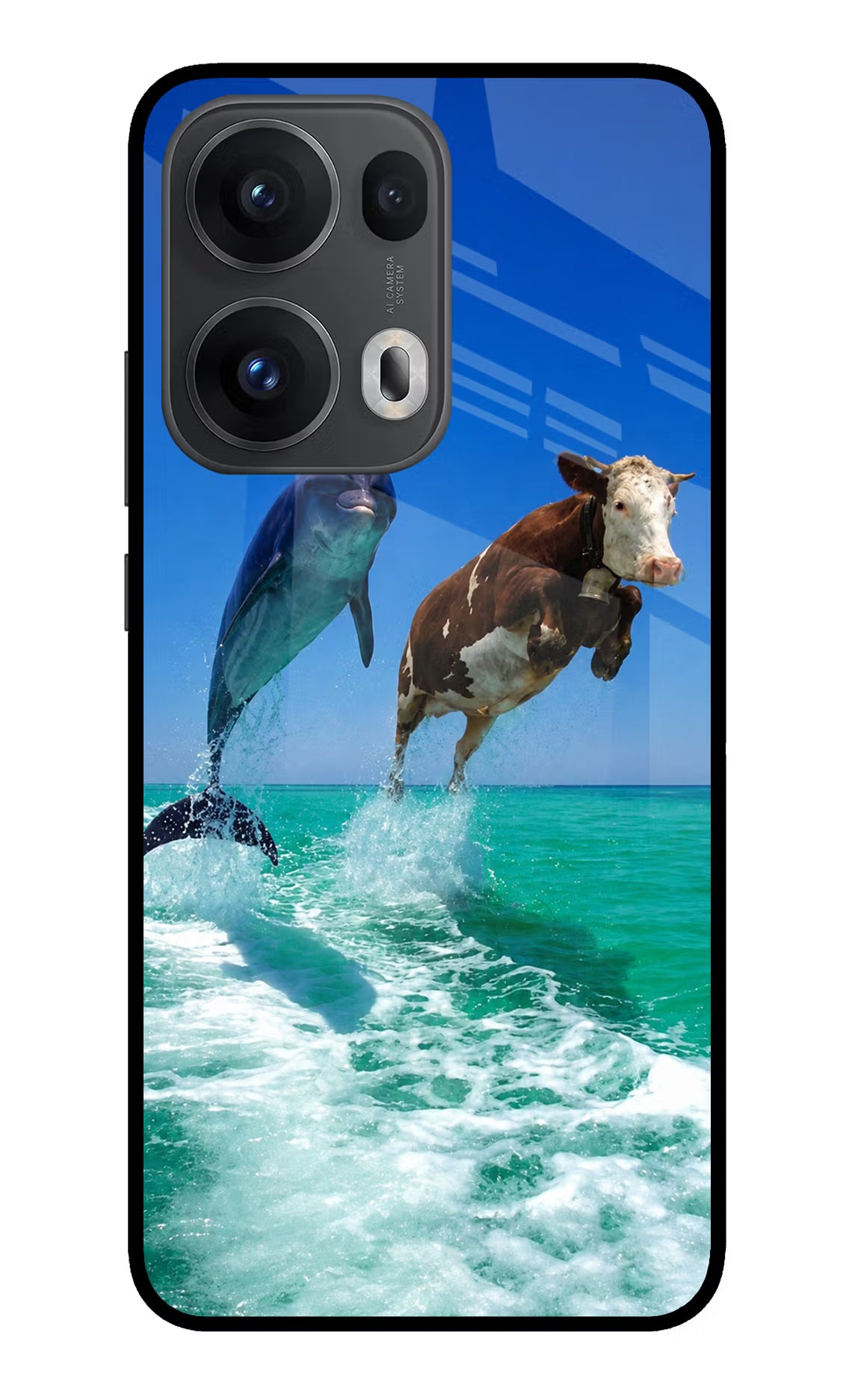 Dolphin vs Cow Oppo Reno13 Pro 5G Glass Case - Dolphin vs Cow Oppo Reno13 Pro 5G Glass Case Dolphin vs Cow Oppo Reno13 Pro 5G Glass Case