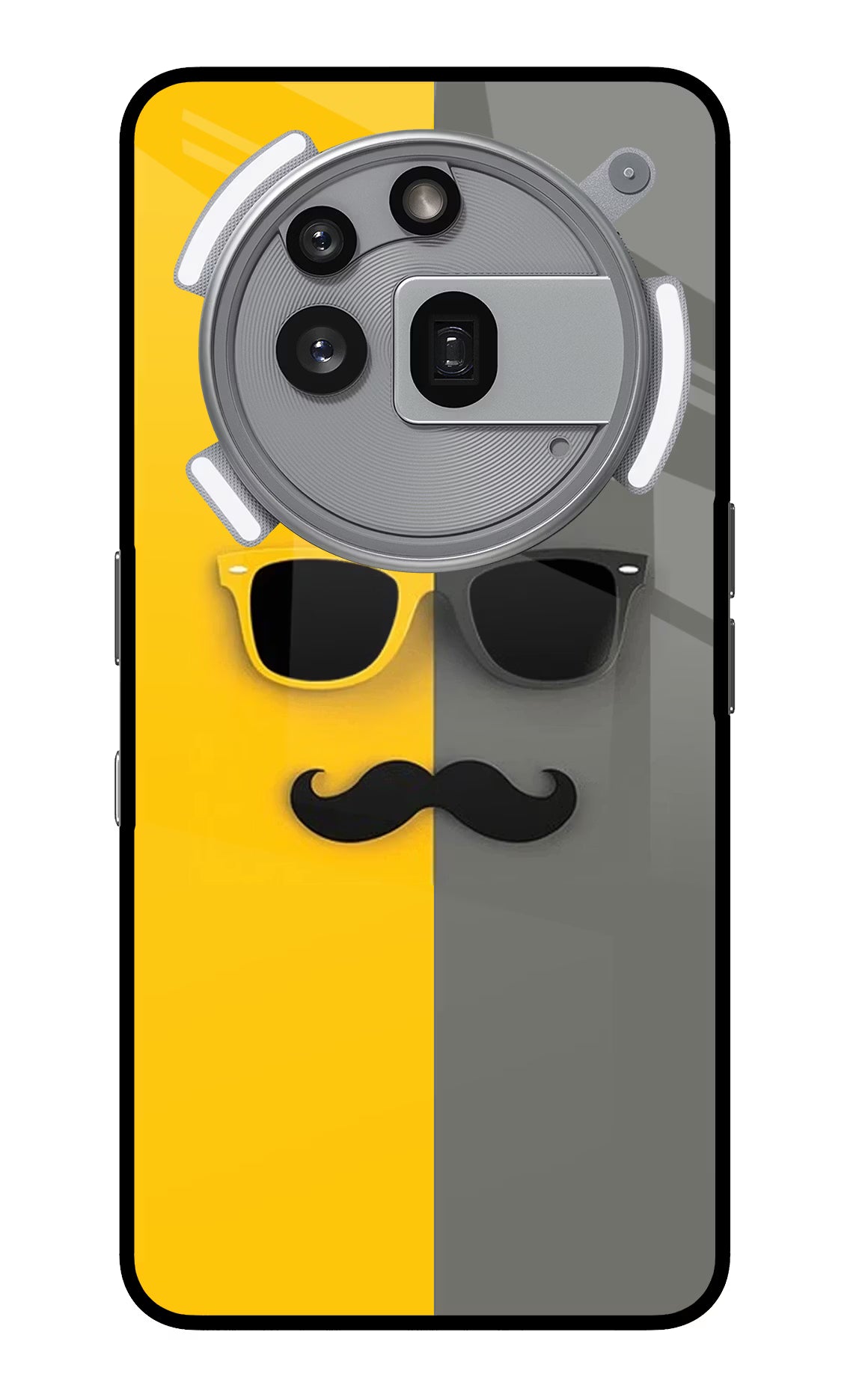 Sunglasses with Mustache Nothing Phone 3a Pro Glass Case - Sunglasses with Mustache Nothing Phone 3a Pro Glass Case Sunglasses with Mustache Nothing Phone 3a Pro Glass Case