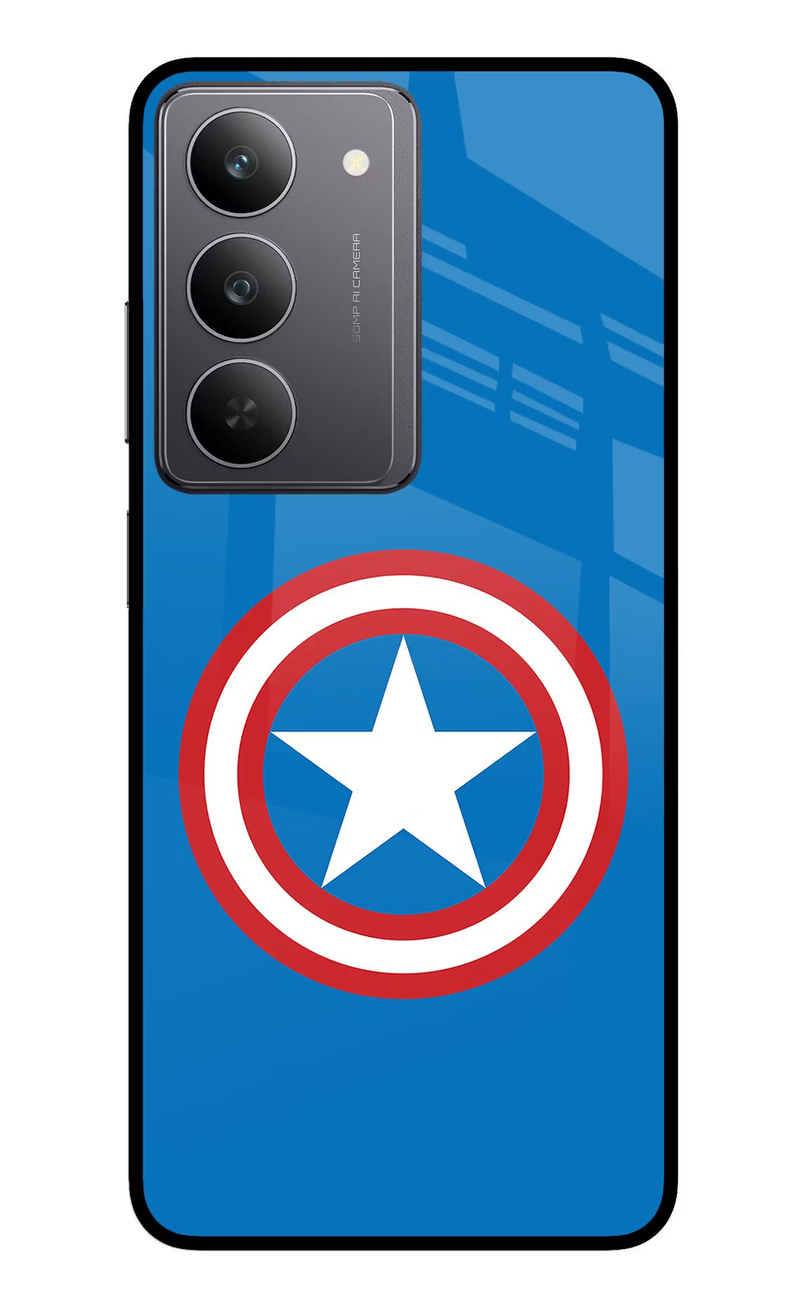Captain America Logo Realme 14x 5G Glass Case - Captain America Logo Realme 14x 5G Glass Case Captain America Logo Realme 14x 5G Glass Case