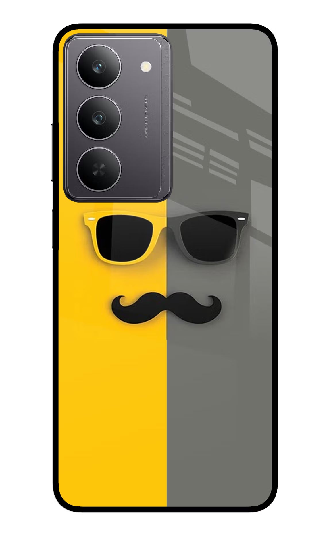 Sunglasses with Mustache Realme 14x 5G Glass Case - Sunglasses with Mustache Realme 14x 5G Glass Case Sunglasses with Mustache Realme 14x 5G Glass Case