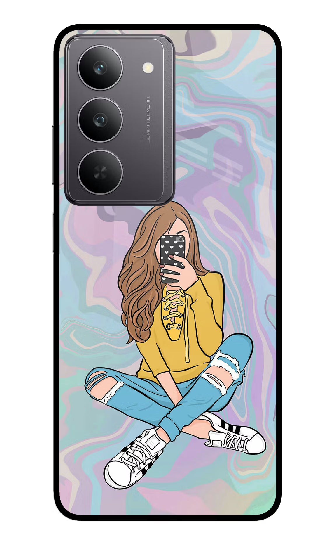 Selfie Girl Realme 14x 5G Glass Case - Selfie Girl Realme 14x 5G Glass Case Selfie Girl Realme 14x 5G Glass Case