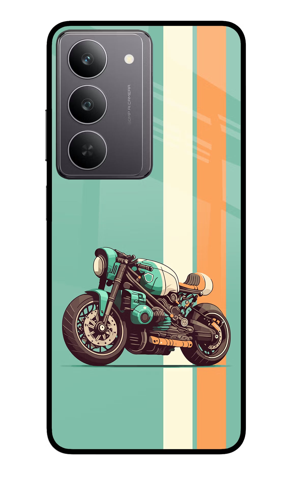 Striped Moto Drift Realme 14x 5G Glass Case - Striped Moto Drift Realme 14x 5G Glass Case Striped Moto Drift Realme 14x 5G Glass Case