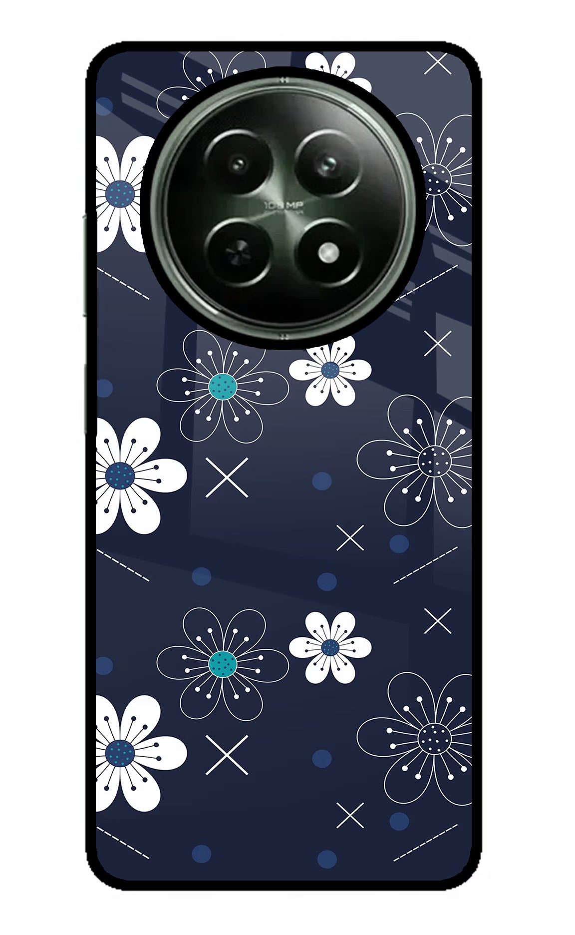 Flowers Realme 12x 5G Back Cover - Flowers Realme 12x 5G Glass Case Back Cover by Casekaro Flowers Realme 12x 5G Glass Case Back Cover by Casekaro