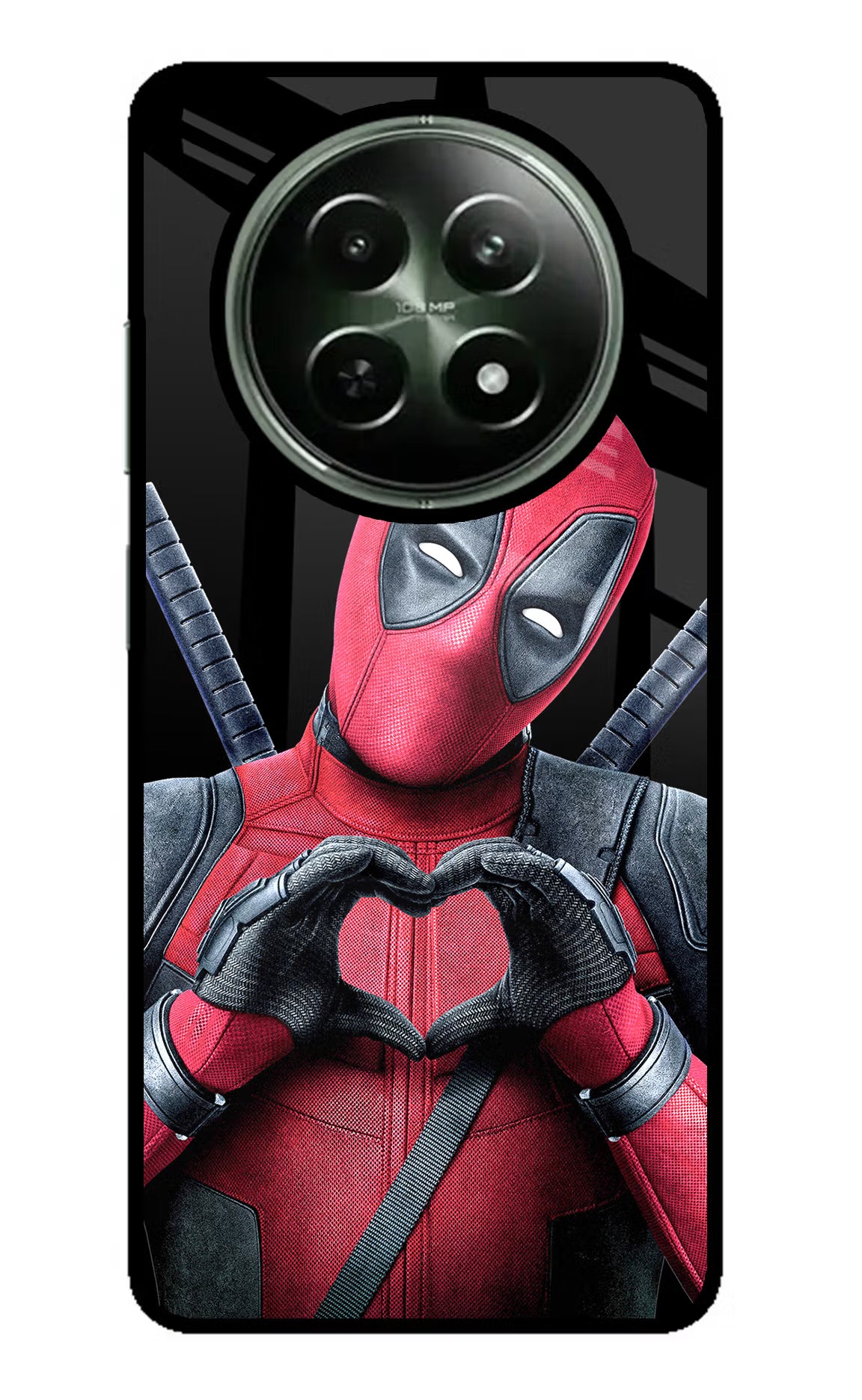 Deadpool Realme 12x 5G Back Cover - Deadpool Realme 12x 5G Glass Case Back Cover by Casekaro Deadpool Realme 12x 5G Glass Case Back Cover by Casekaro