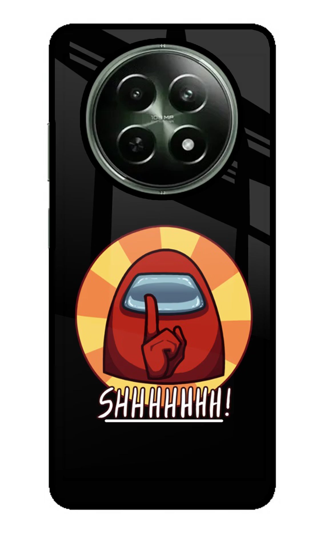 Among Us Shhh! Realme 12x 5G Back Cover - Among Us Shhh! Realme 12x 5G Glass Case Back Cover by Casekaro Among Us Shhh! Realme 12x 5G Glass Case Back Cover by Casekaro