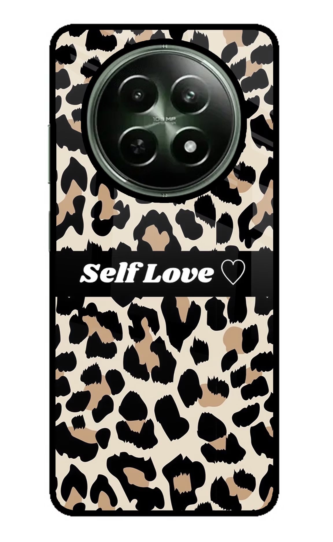 Leopard Print Self Love Realme 12x 5G Back Cover - Leopard Print Self Love Realme 12x 5G Glass Case Back Cover by Casekaro Leopard Print Self Love Realme 12x 5G Glass Case Back Cover by Casekaro